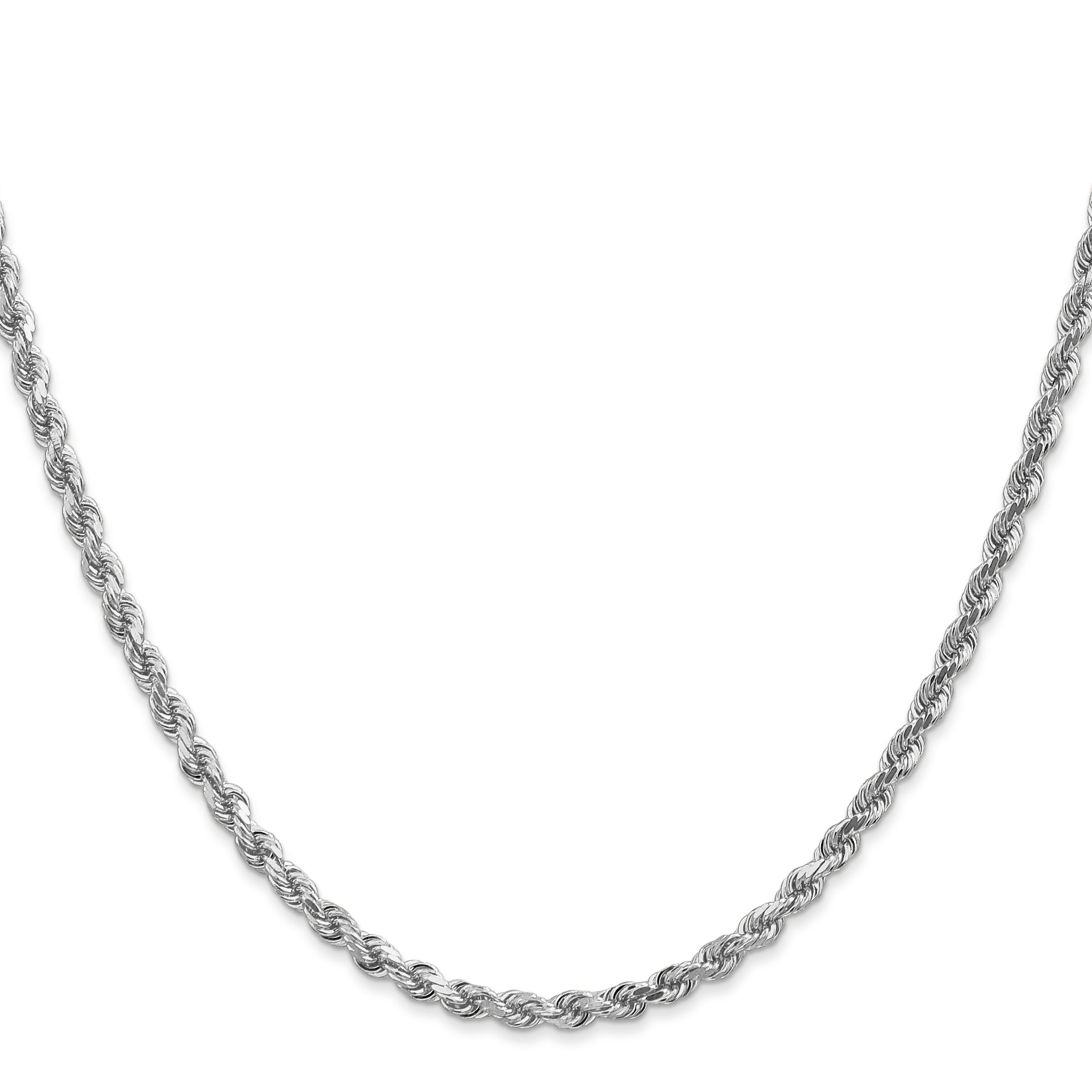 10K White Gold 3.0mm Rope Chain - view 2