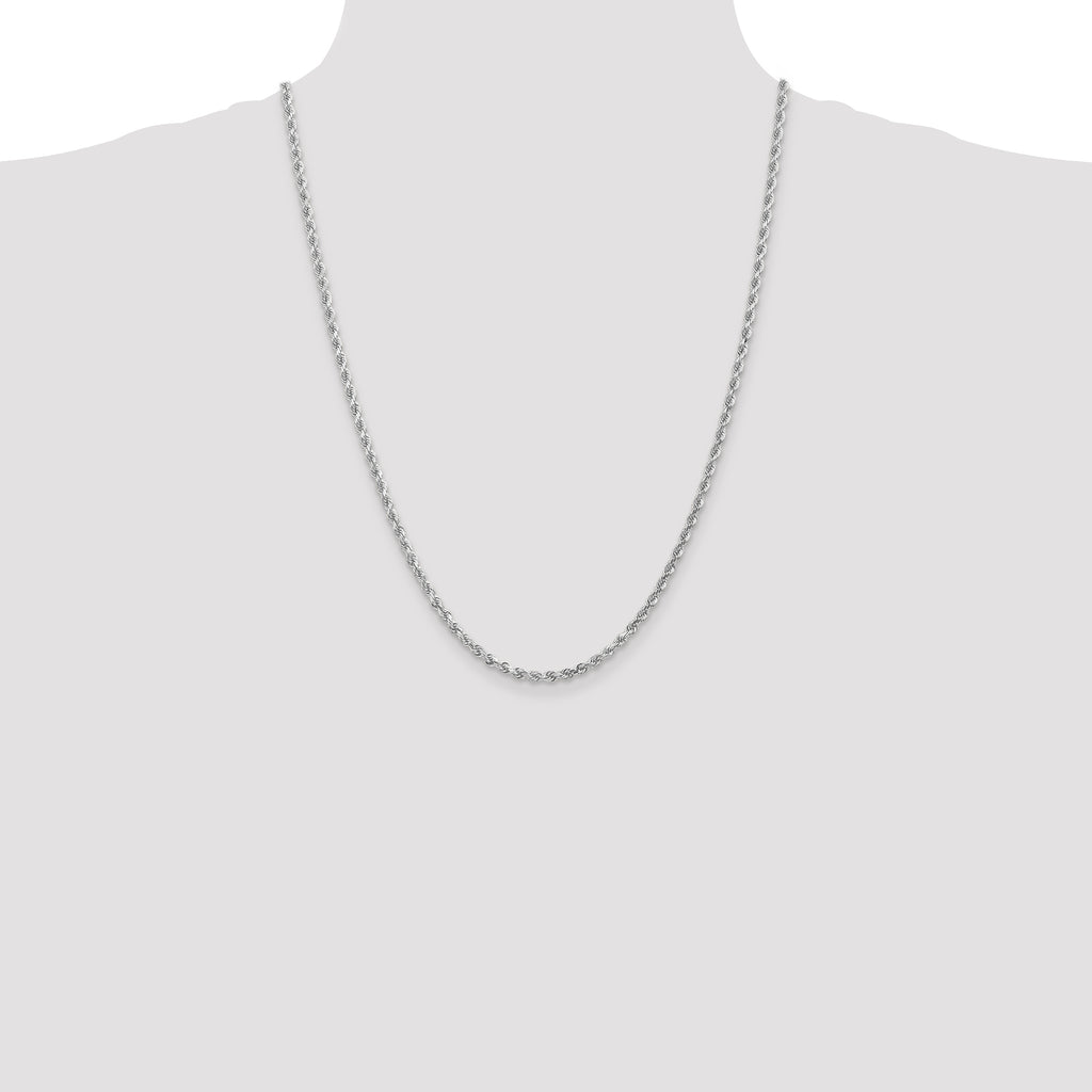 10K White Gold 3.0mm Rope Chain - view 4