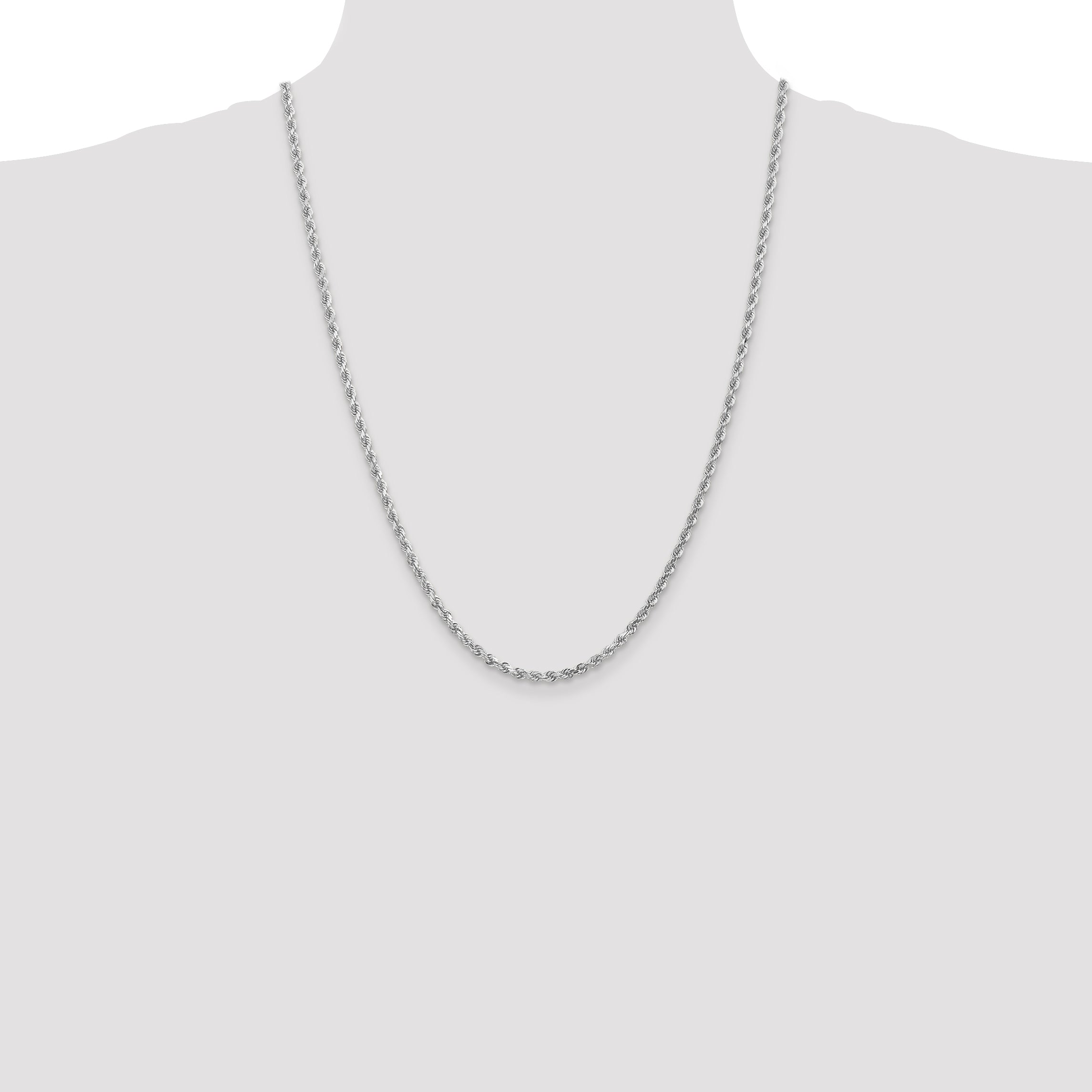 10K White Gold 3.0mm Rope Chain - view 4