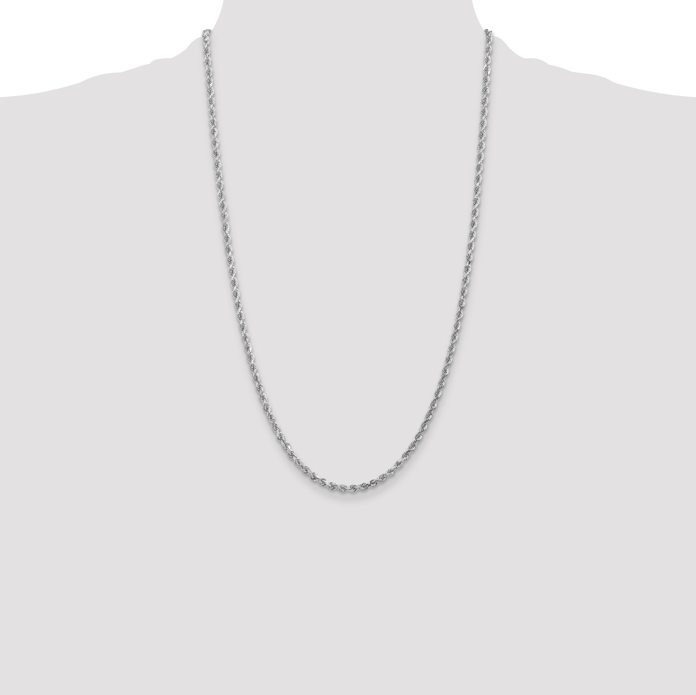 10K White Gold 3.0mm Rope Chain - view 4