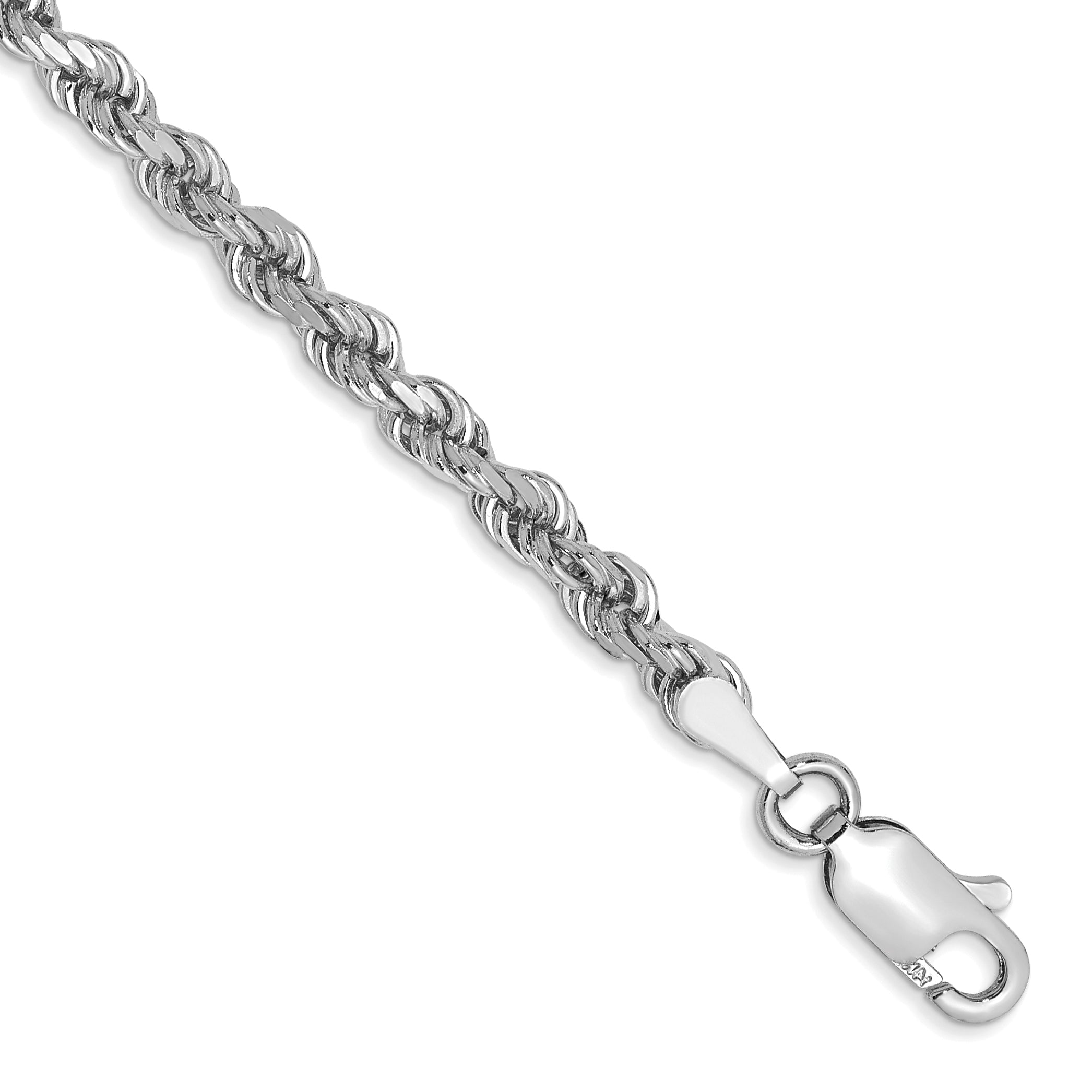 10k White Gold 3mm Diamond-cut Rope Chain Main image
