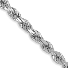 14K White Gold 30 inch 3mm Diamond-cut Rope with Lobster Clasp Chain