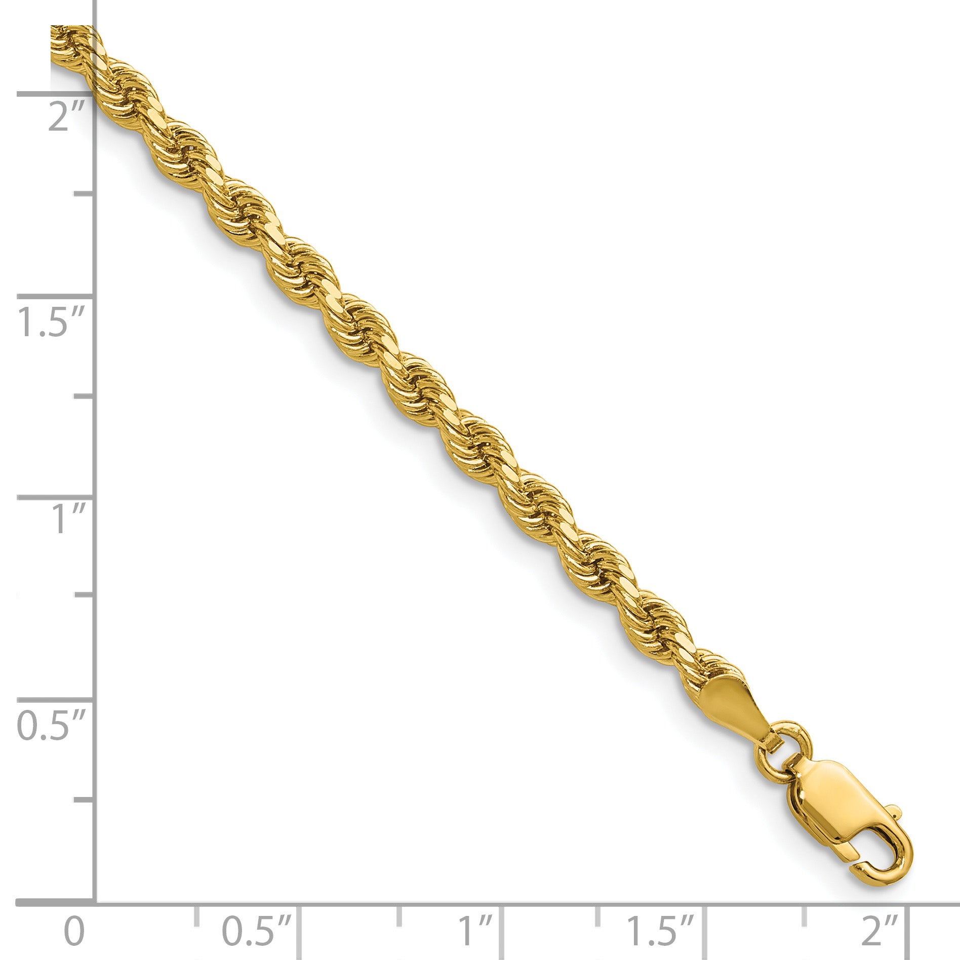 14K 30 inch 3.25mm Diamond-cut Rope with Lobster Clasp Chain