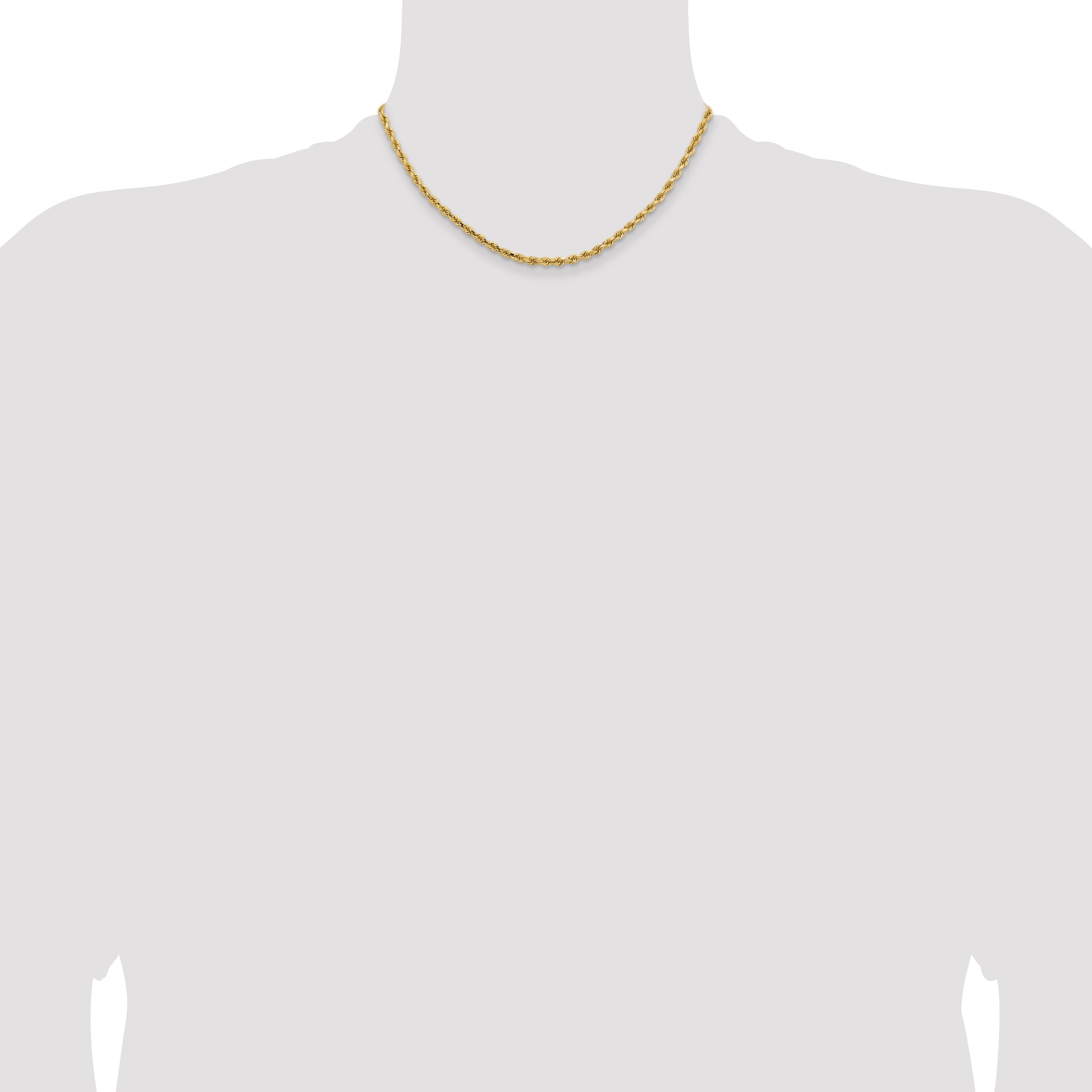 14K 16 inch 3.25mm Diamond-cut Rope with Lobster Clasp Chain