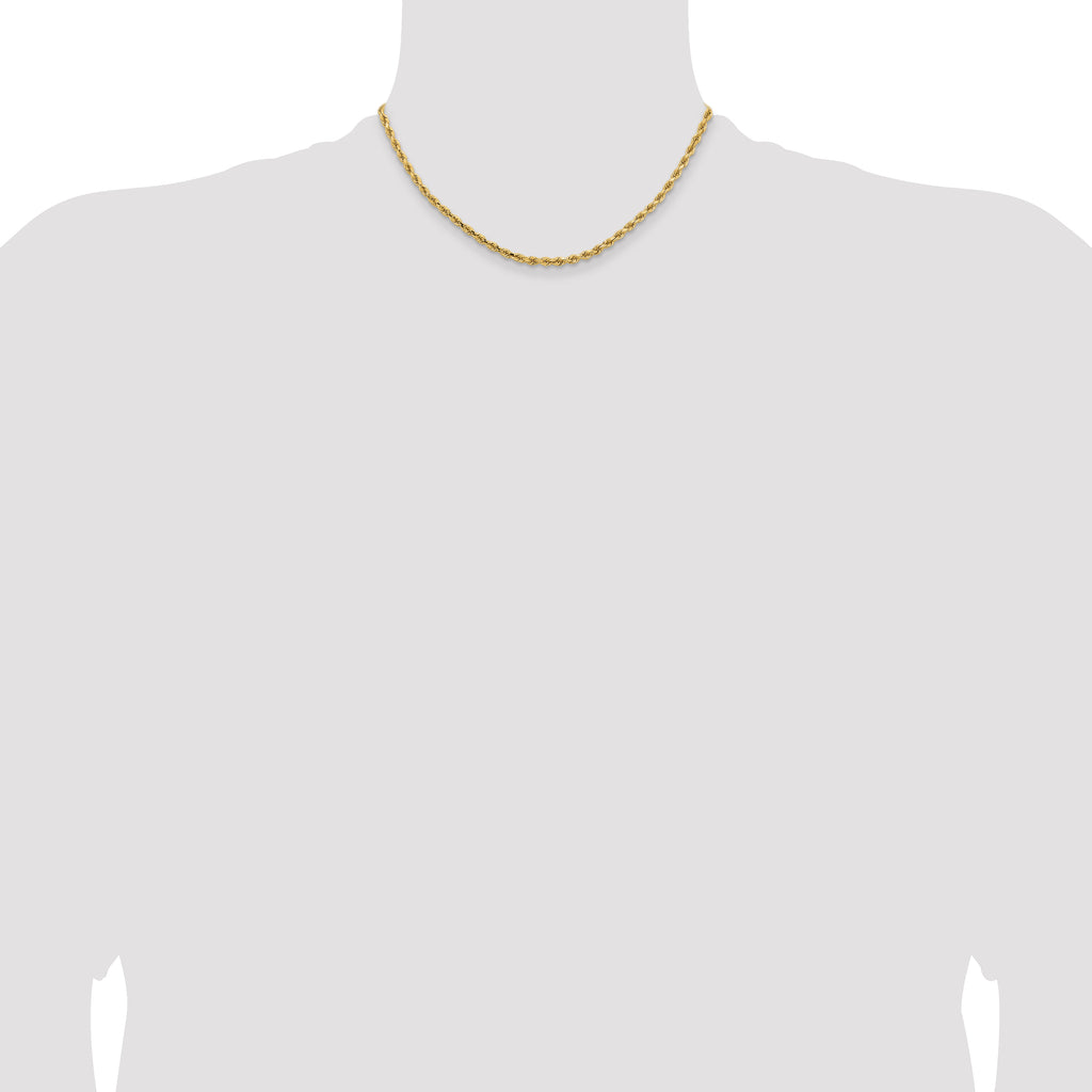 14K 16 inch 3.25mm Diamond-cut Rope with Lobster Clasp Chain