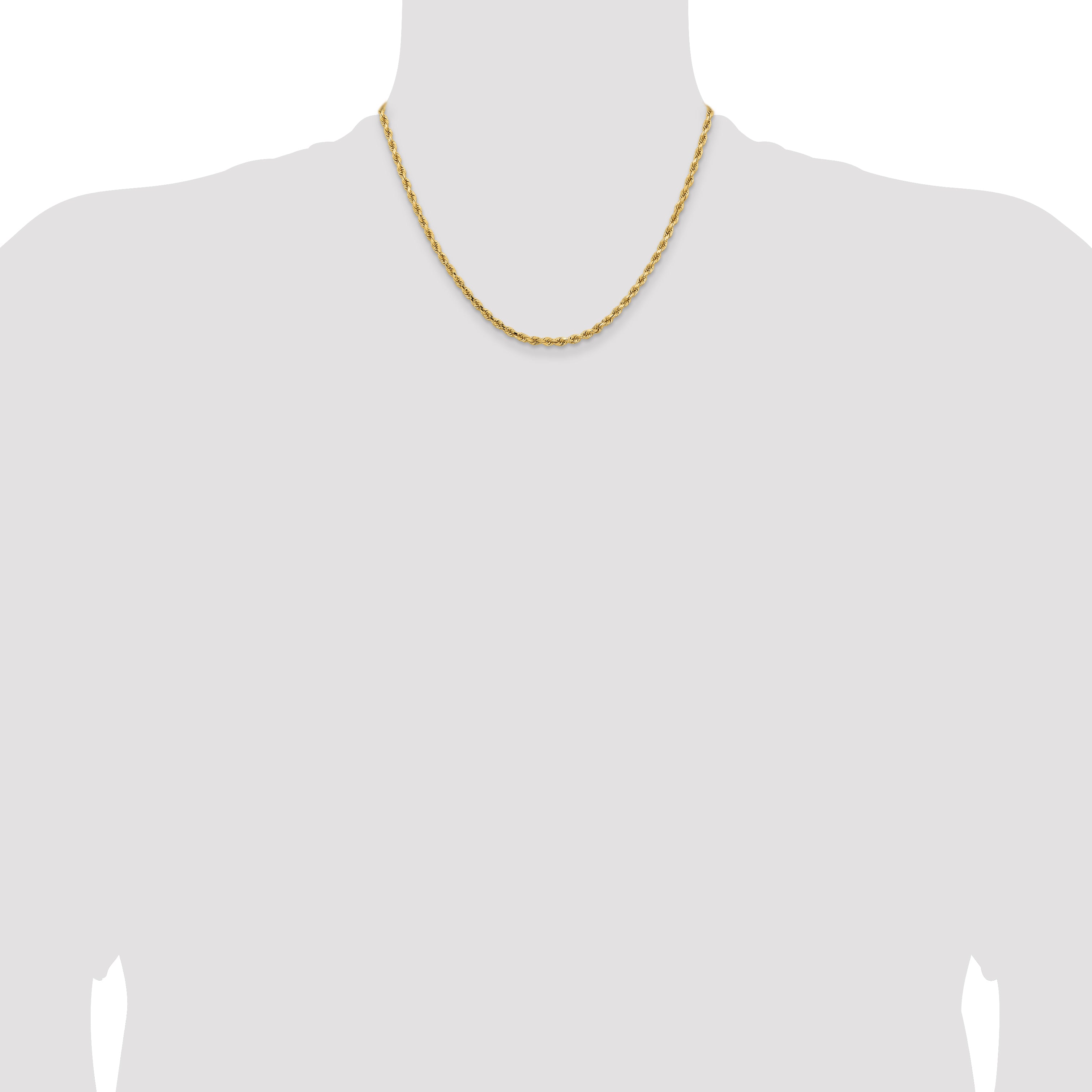 14K 18 inch 3.25mm Diamond-cut Rope with Lobster Clasp Chain