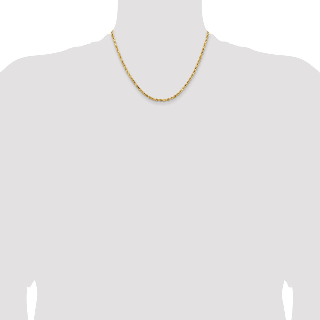 14K 18 inch 3.25mm Diamond-cut Rope with Lobster Clasp Chain