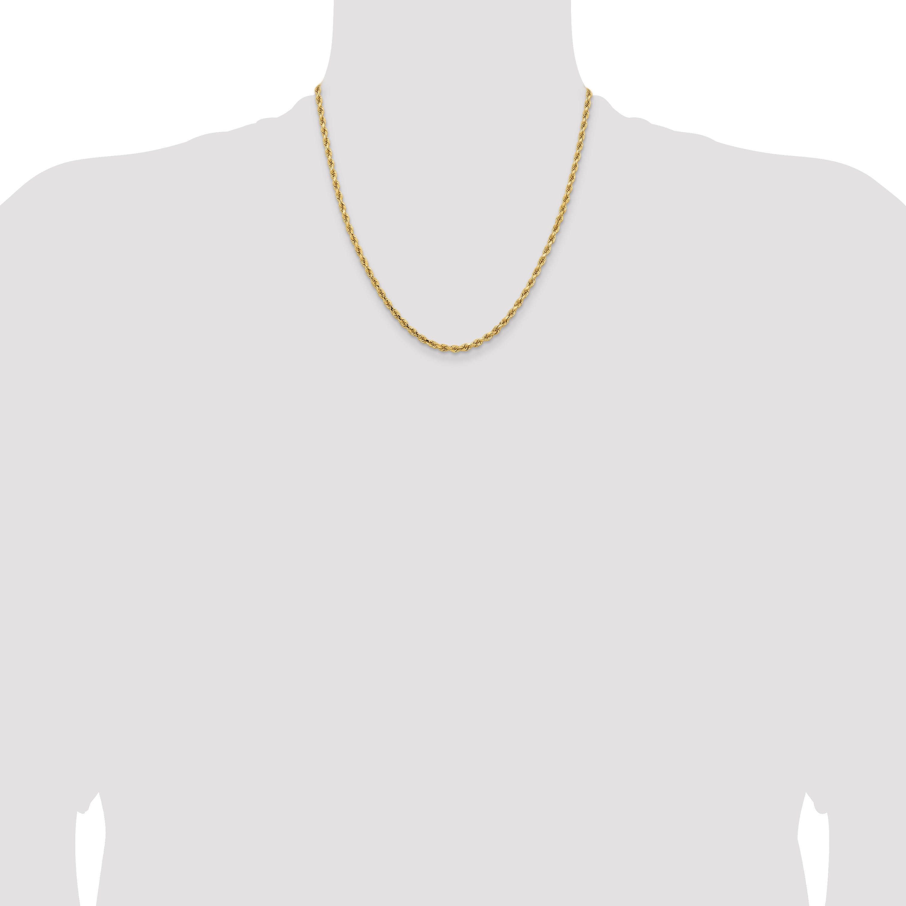 14K 20 inch 3.25mm Diamond-cut Rope with Lobster Clasp Chain