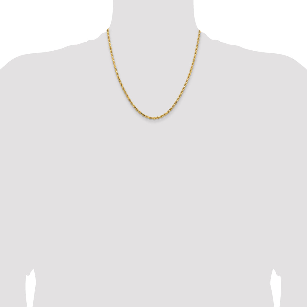 14K 20 inch 3.25mm Diamond-cut Rope with Lobster Clasp Chain