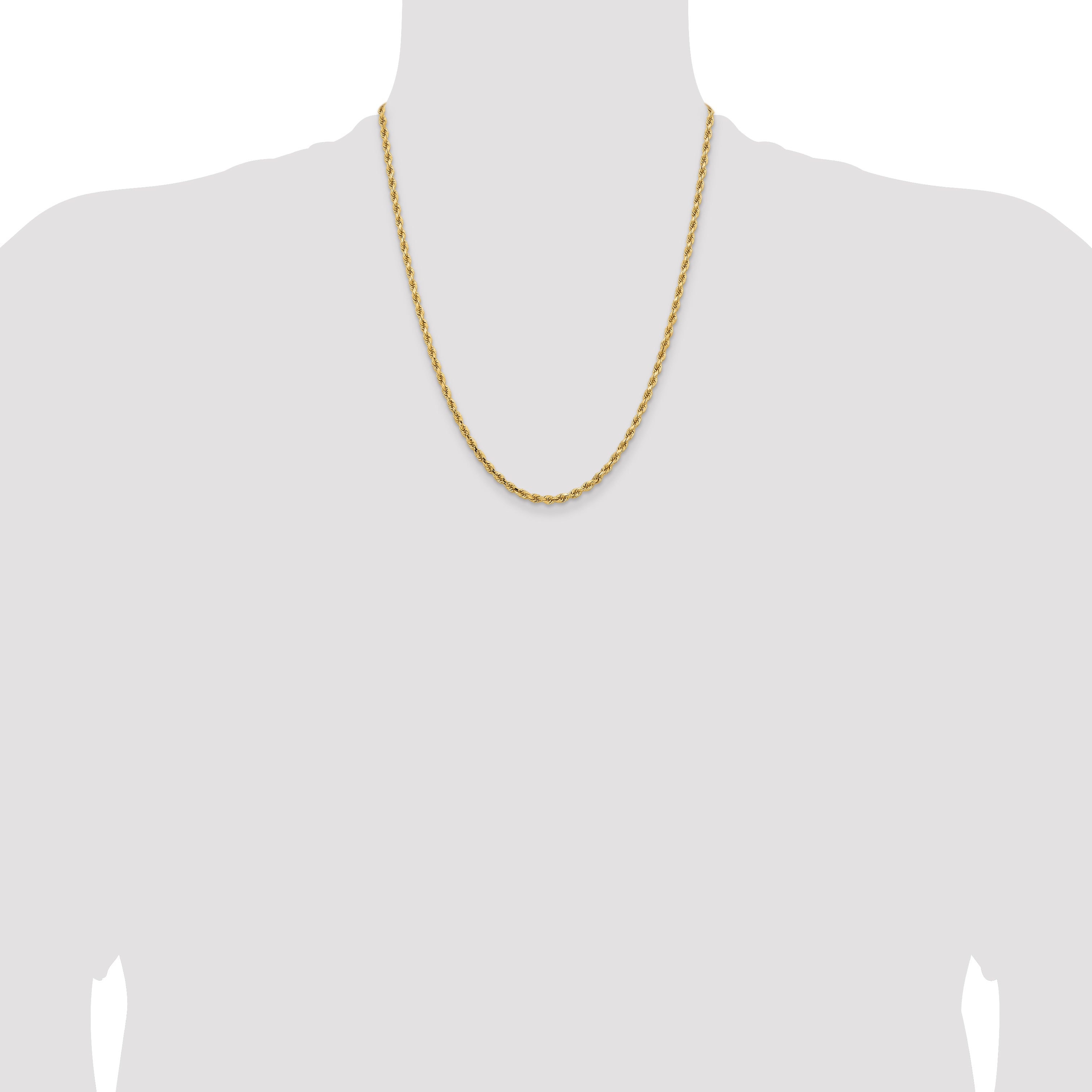 14K 22 inch 3.25mm Diamond-cut Rope with Lobster Clasp Chain