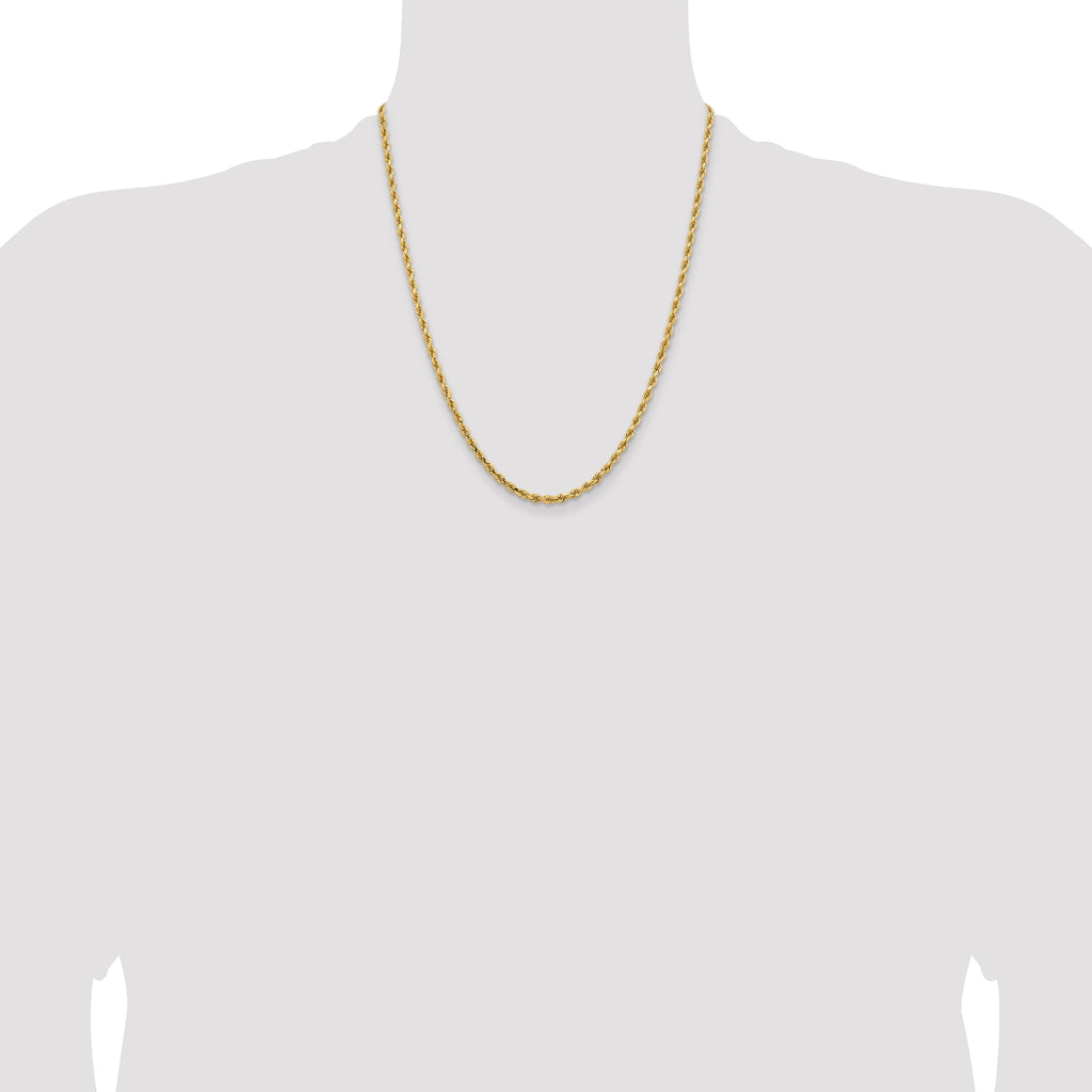 14K 22 inch 3.25mm Diamond-cut Rope with Lobster Clasp Chain