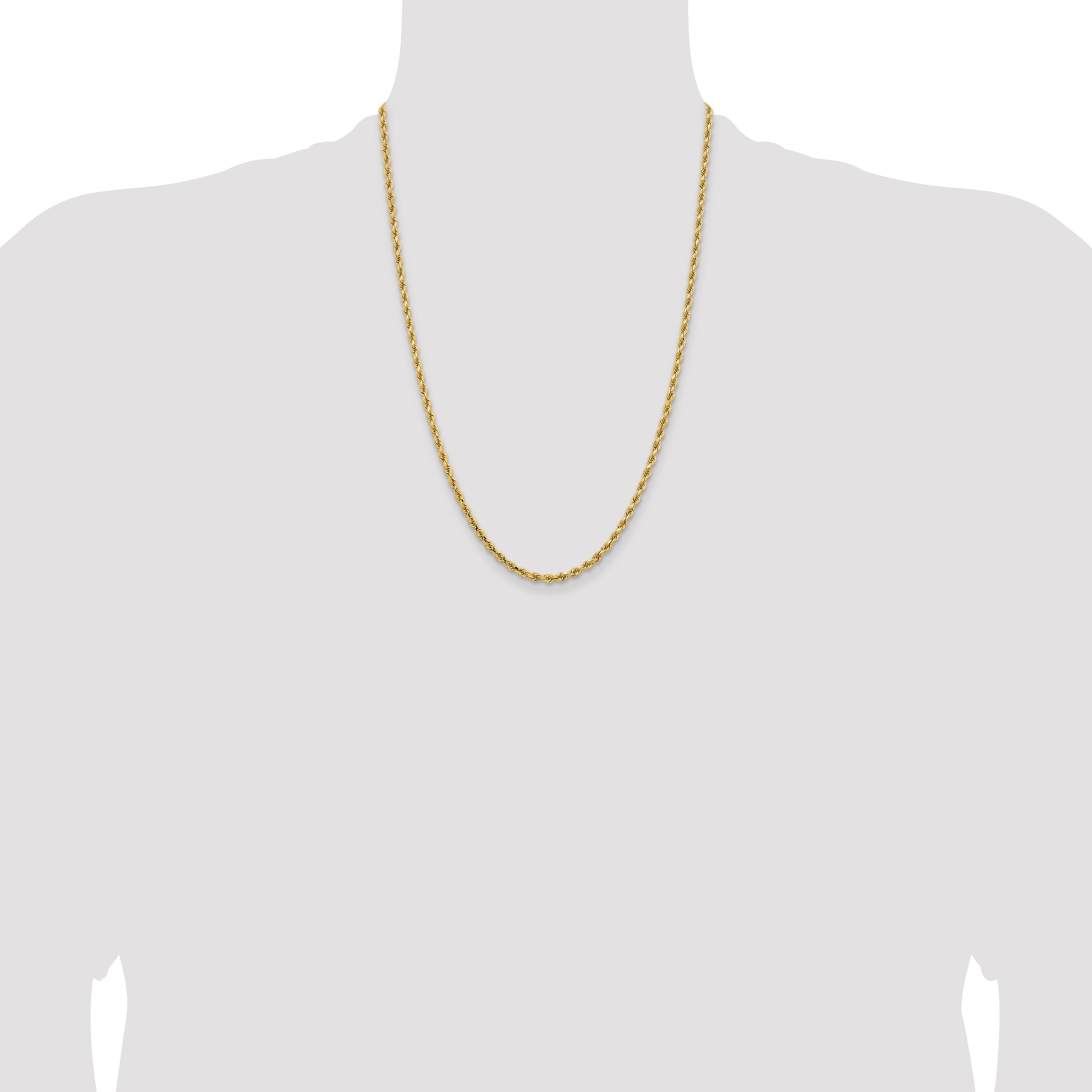 14K 24 inch 3.25mm Diamond-cut Rope with Lobster Clasp Chain
