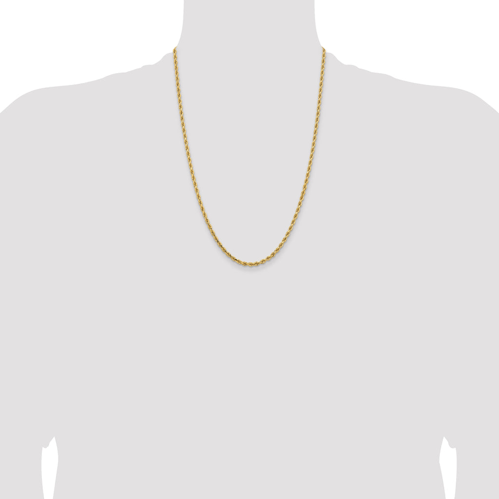14K 24 inch 3.25mm Diamond-cut Rope with Lobster Clasp Chain