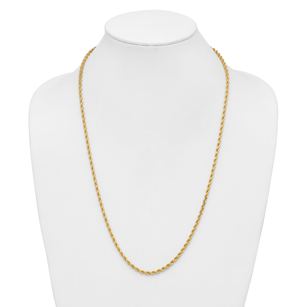 14K 26 inch 3.25mm Diamond-cut Rope with Lobster Clasp Chain