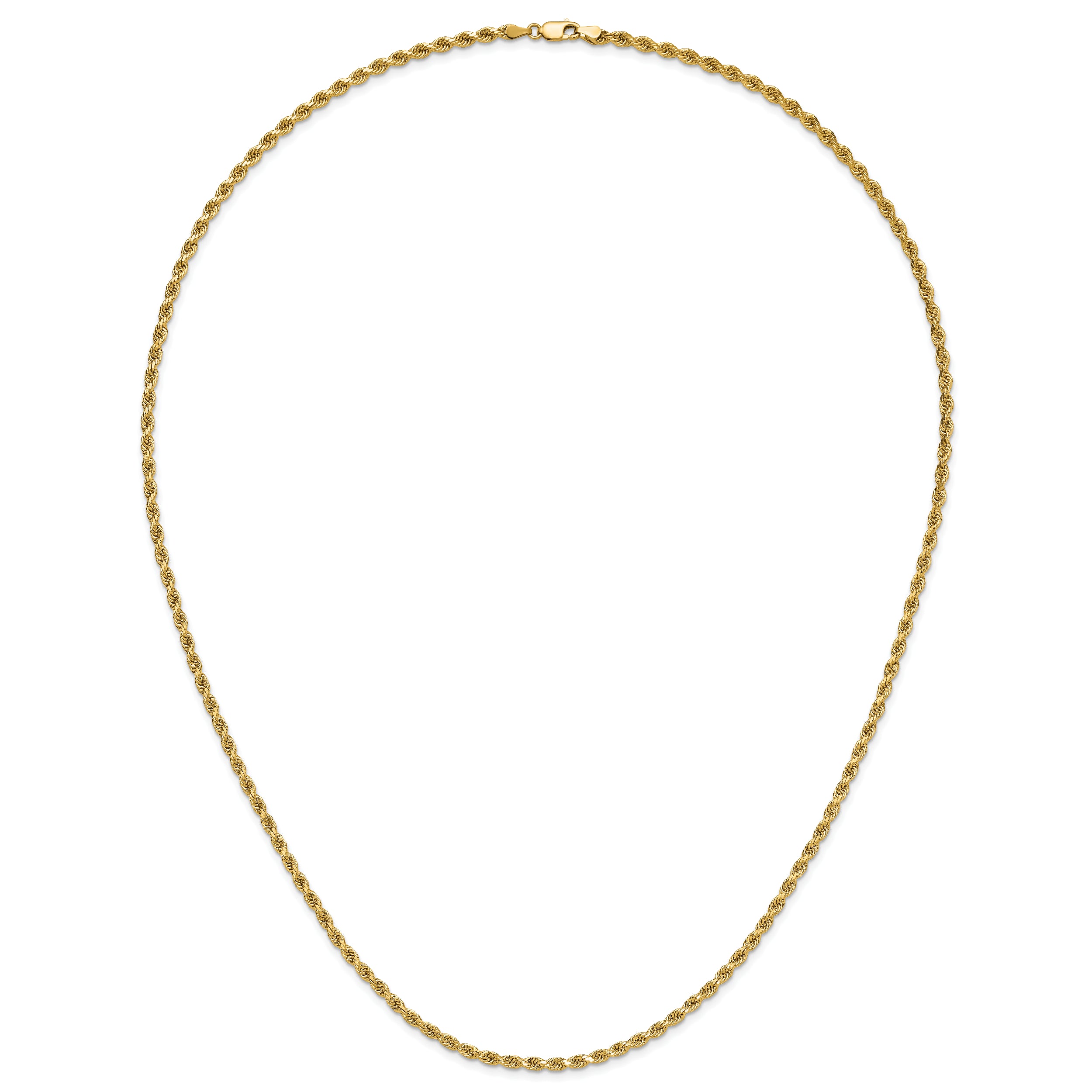 14K 26 inch 3.25mm Diamond-cut Rope with Lobster Clasp Chain