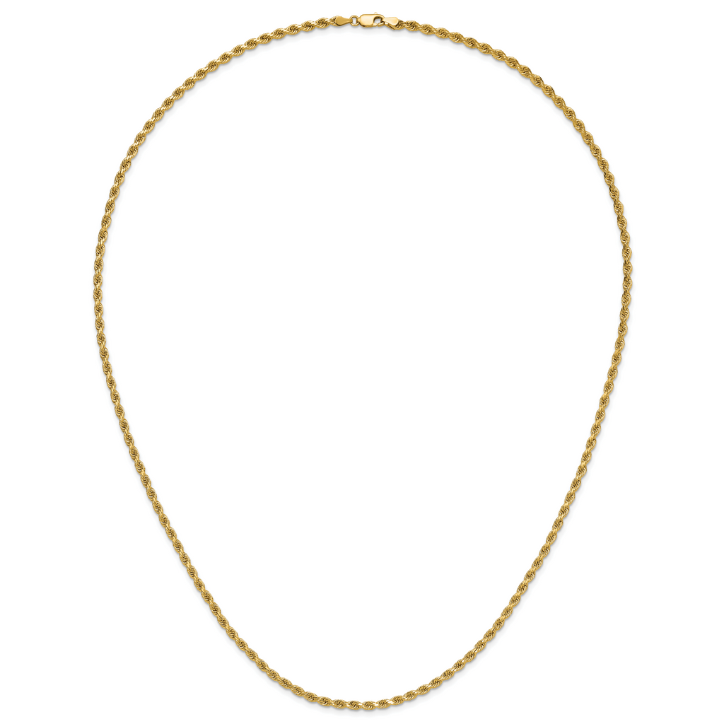 14K 26 inch 3.25mm Diamond-cut Rope with Lobster Clasp Chain
