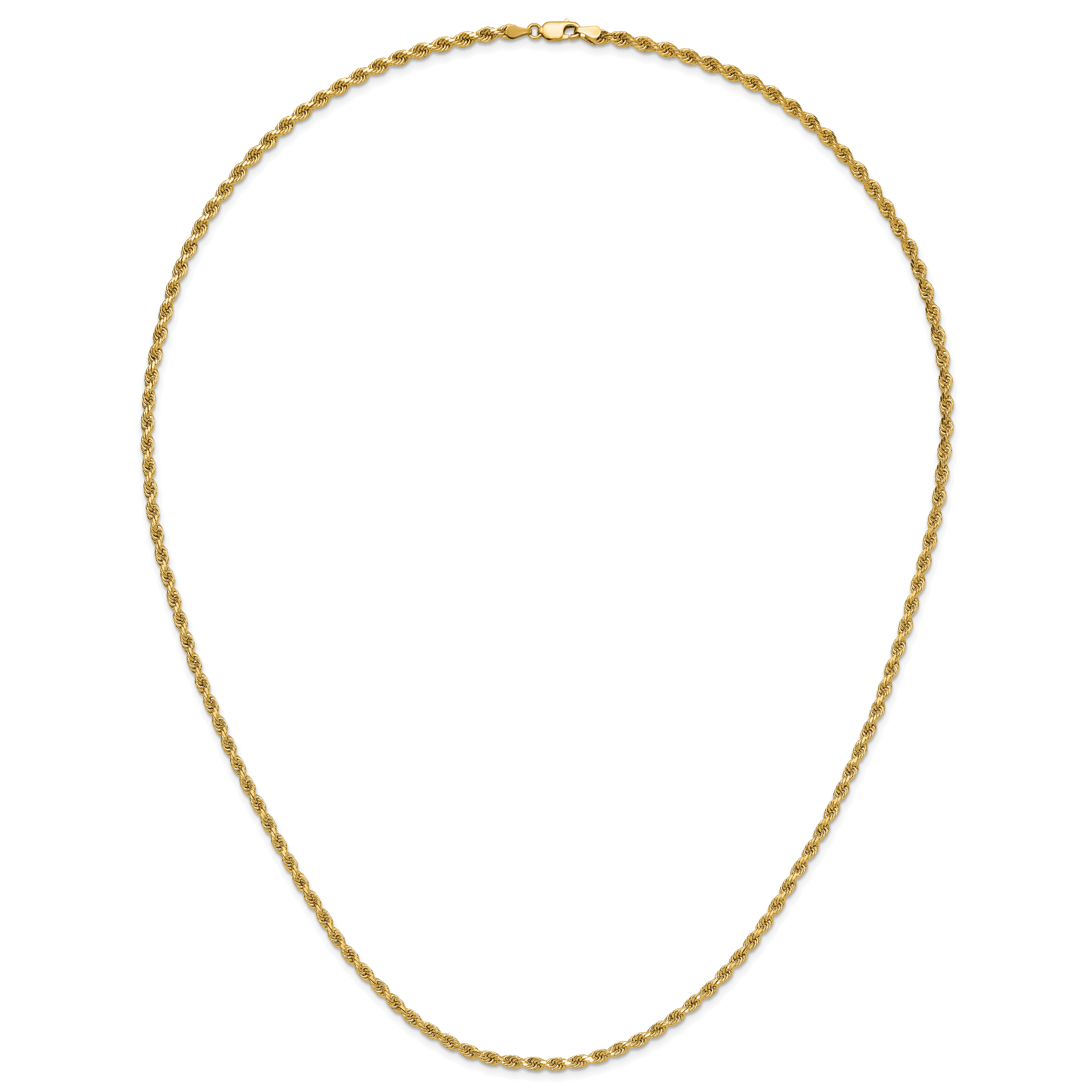 14K 26 inch 3.25mm Diamond-cut Rope with Lobster Clasp Chain