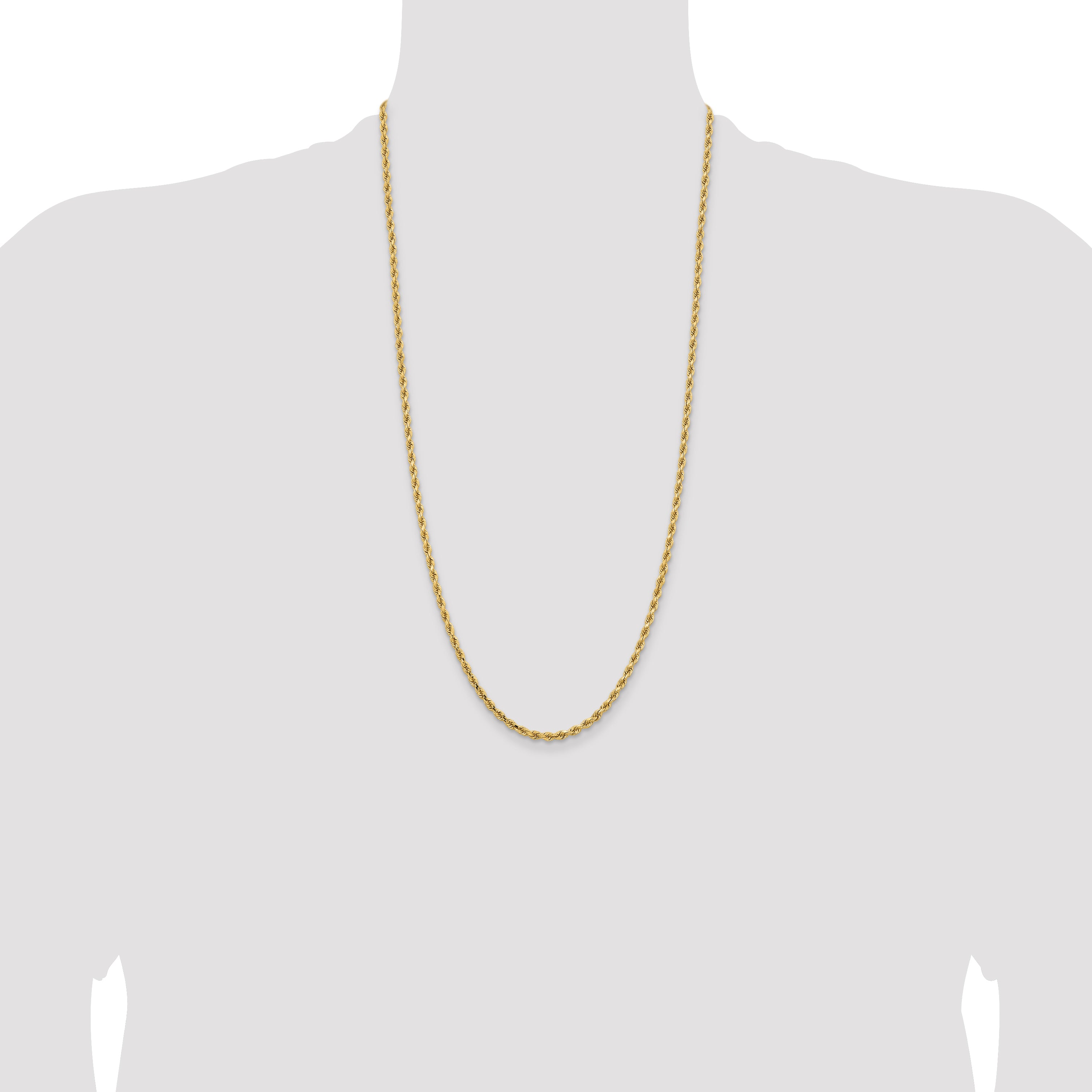 14K 28 inch 3.25mm Diamond-cut Rope with Lobster Clasp Chain