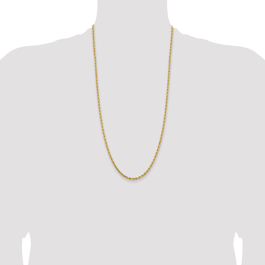 14K 28 inch 3.25mm Diamond-cut Rope with Lobster Clasp Chain