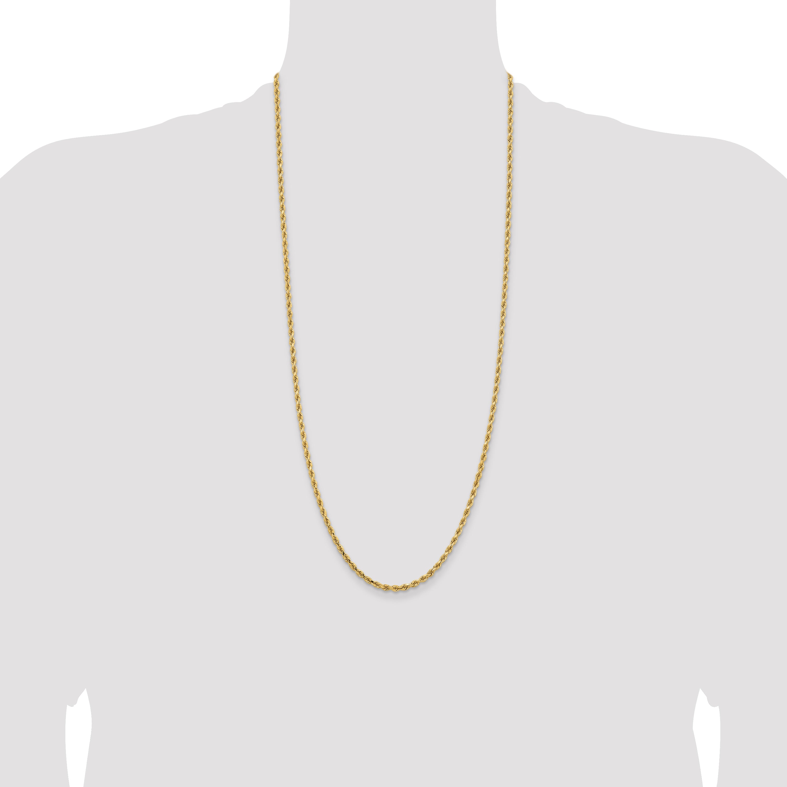 14K 30 inch 3.25mm Diamond-cut Rope with Lobster Clasp Chain