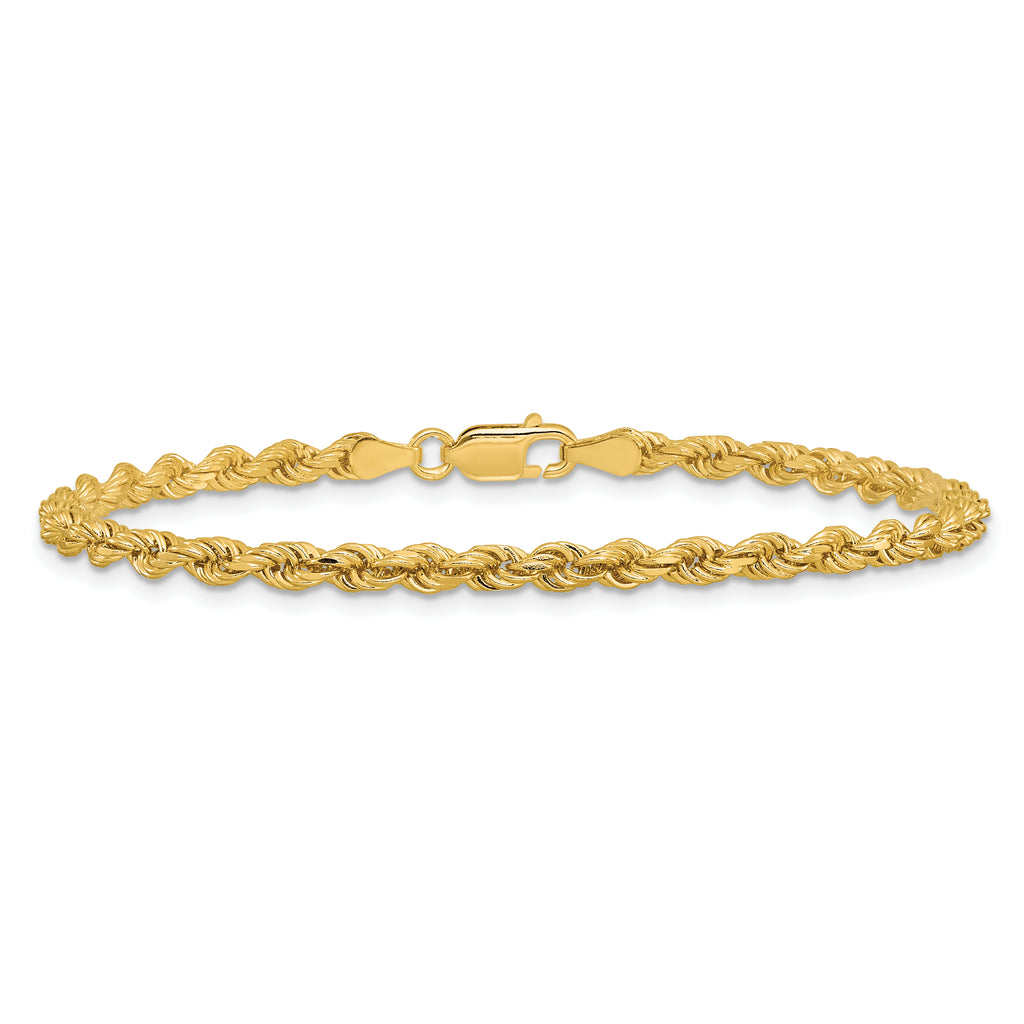 14K 9 inch 3.25mm Diamond-cut Rope with Lobster Clasp Chain
