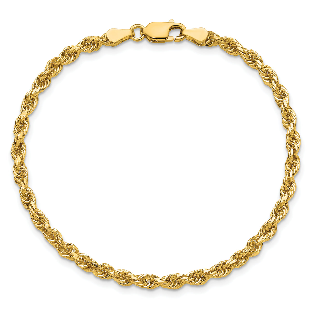 14K 7 inch 3.25mm Diamond-cut Rope with Lobster Clasp Chain