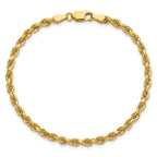 14K 9 inch 3.25mm Diamond-cut Rope with Lobster Clasp Chain