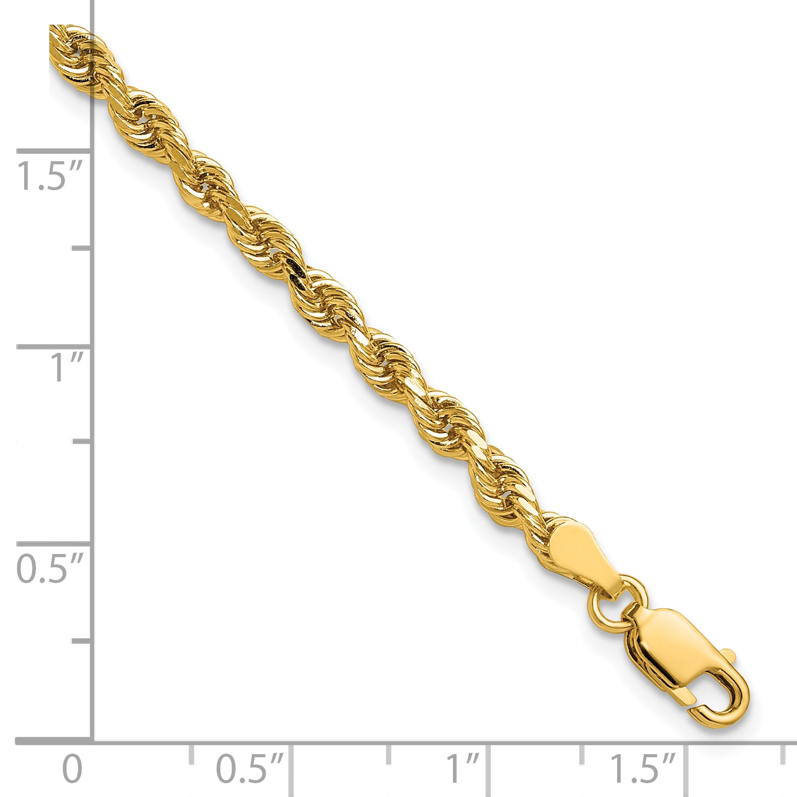14K 9 inch 3.25mm Diamond-cut Rope with Lobster Clasp Chain