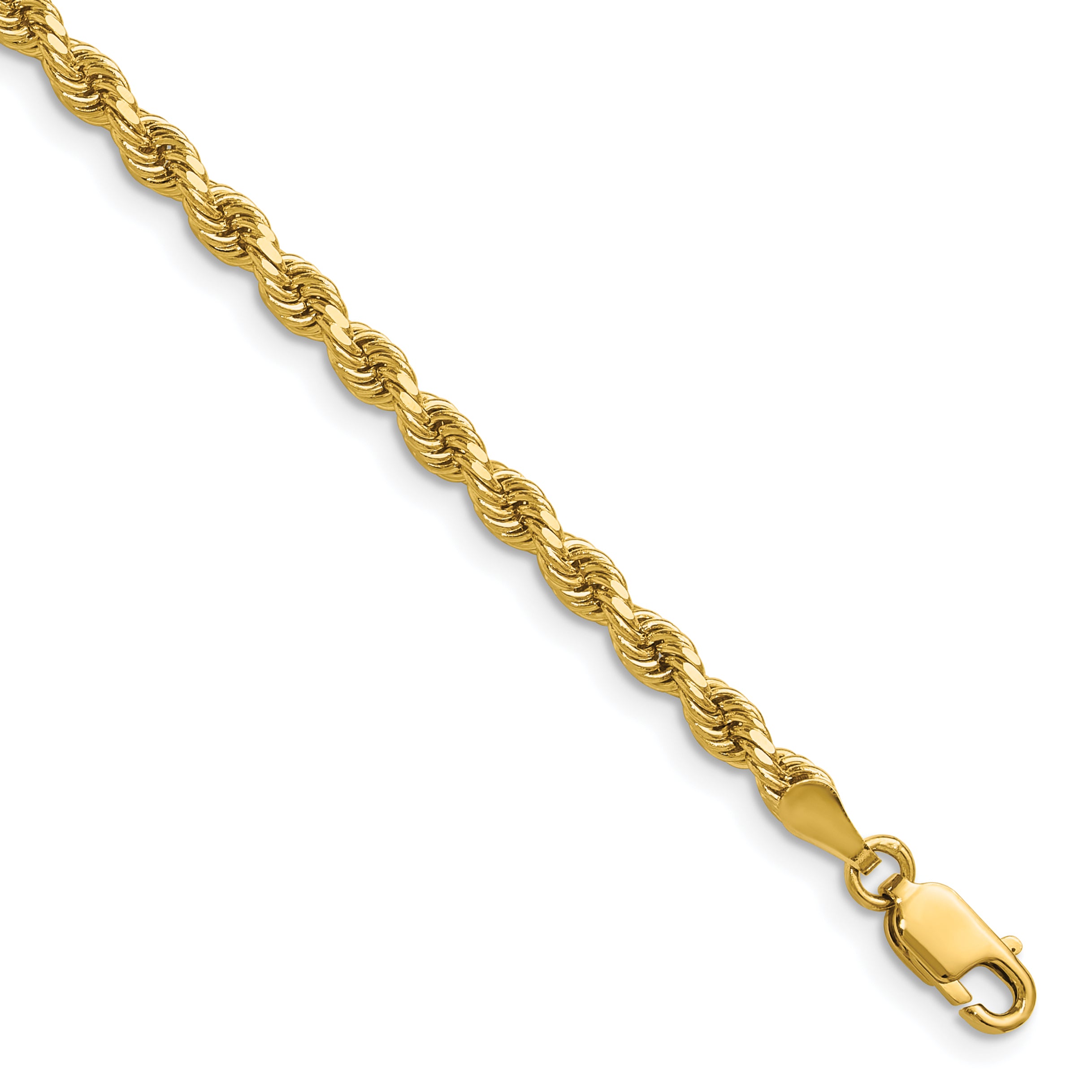 14K 30 inch 3.25mm Diamond-cut Rope with Lobster Clasp Chain