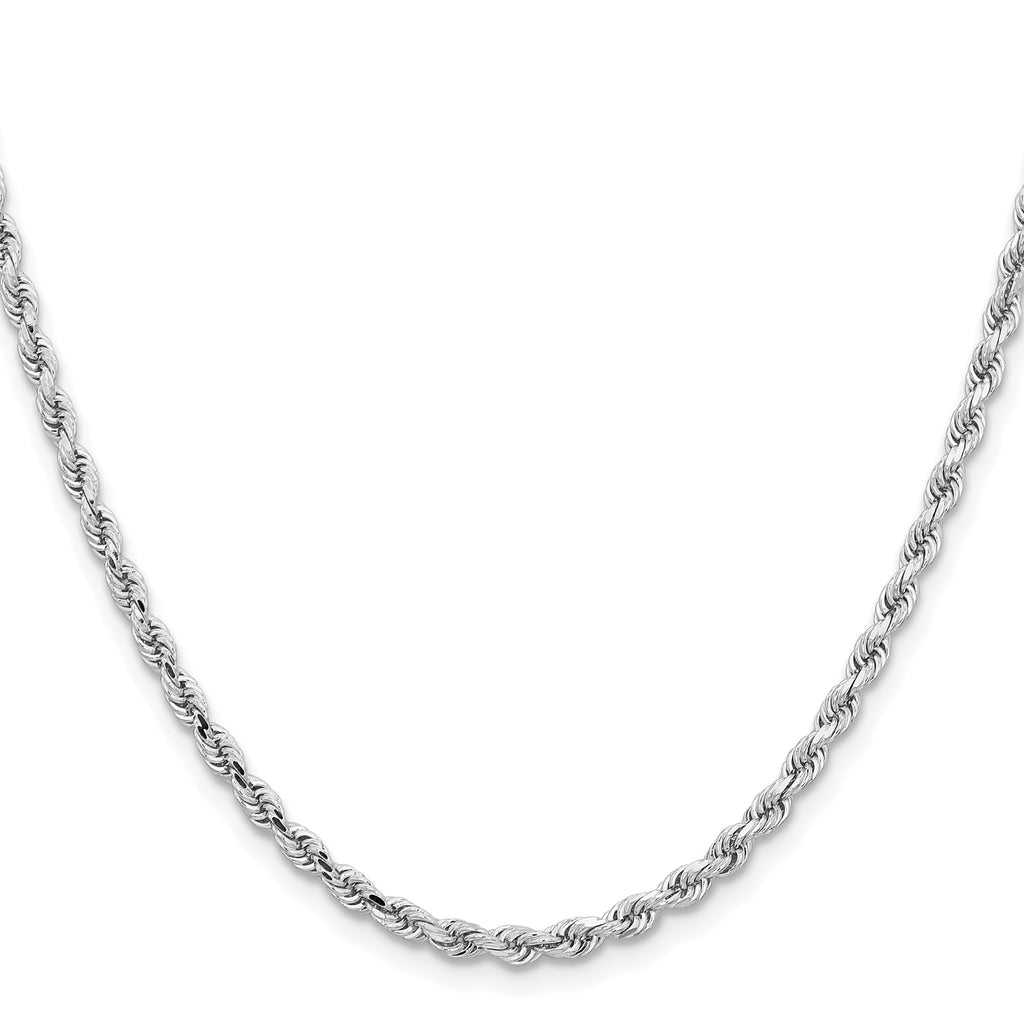 10K White Gold 3.25mm Rope Chain Necklace - view 2