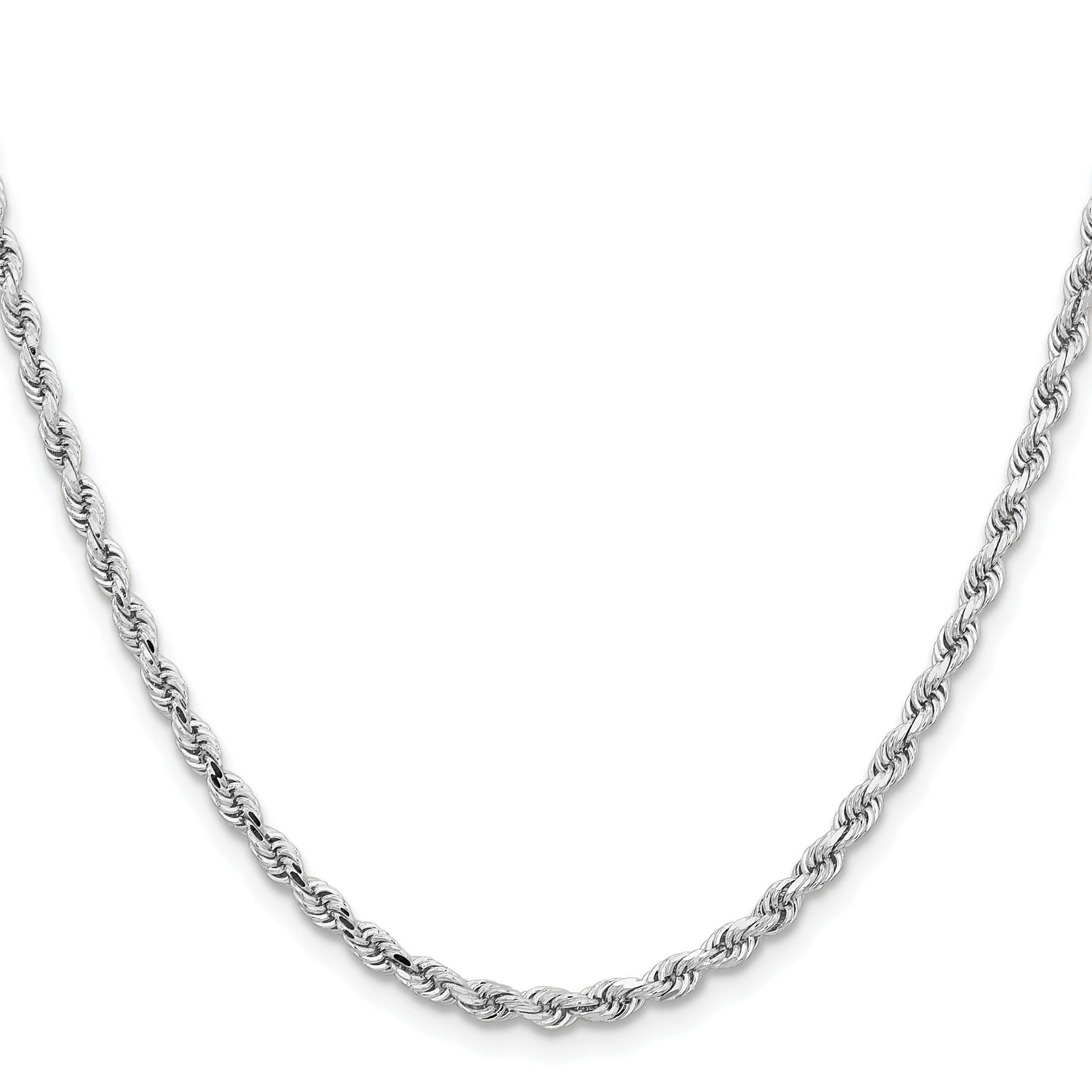 10K White Gold 3.25mm Rope Chain Necklace - view 2