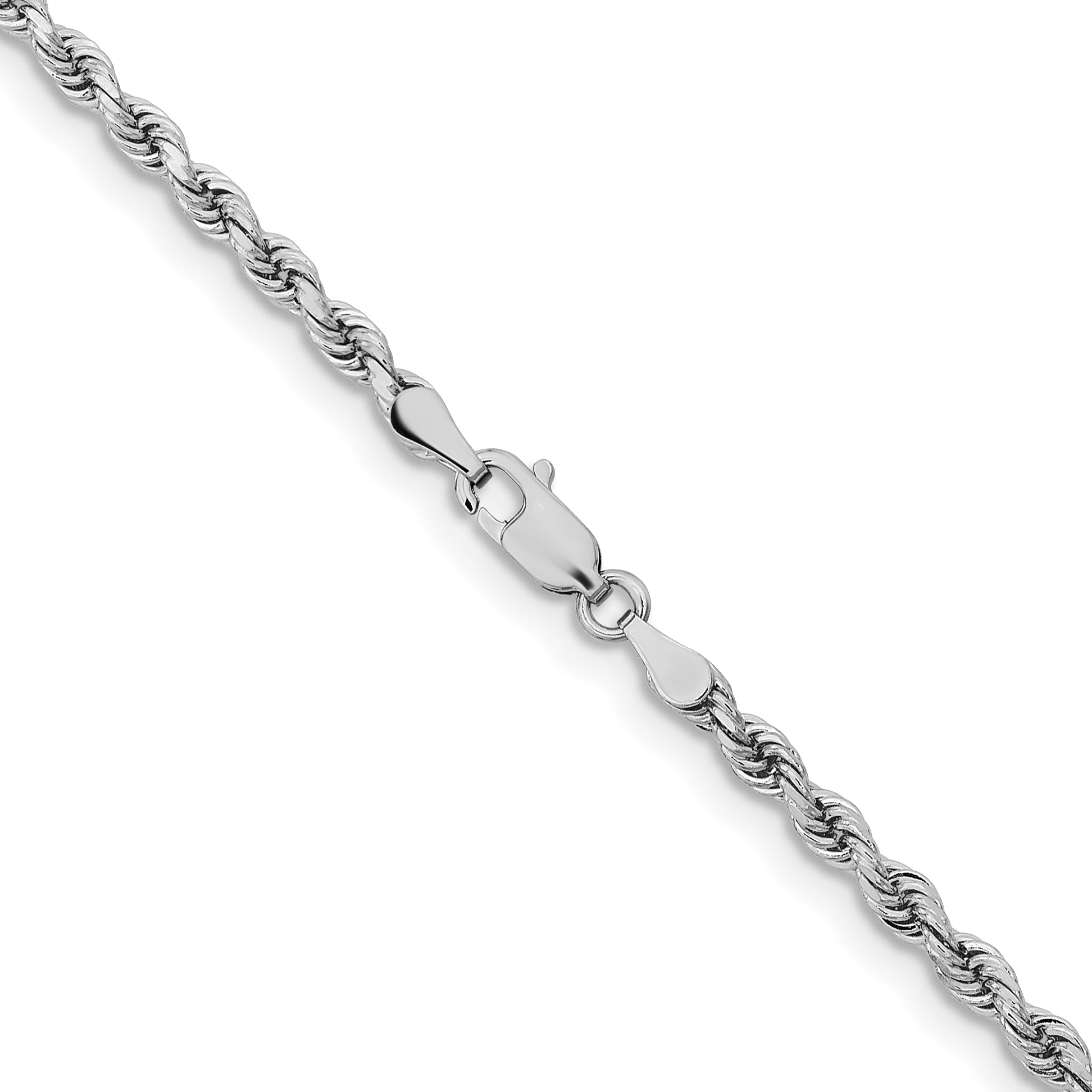10k White Gold 3.25mm Diamond-cut Rope Chain