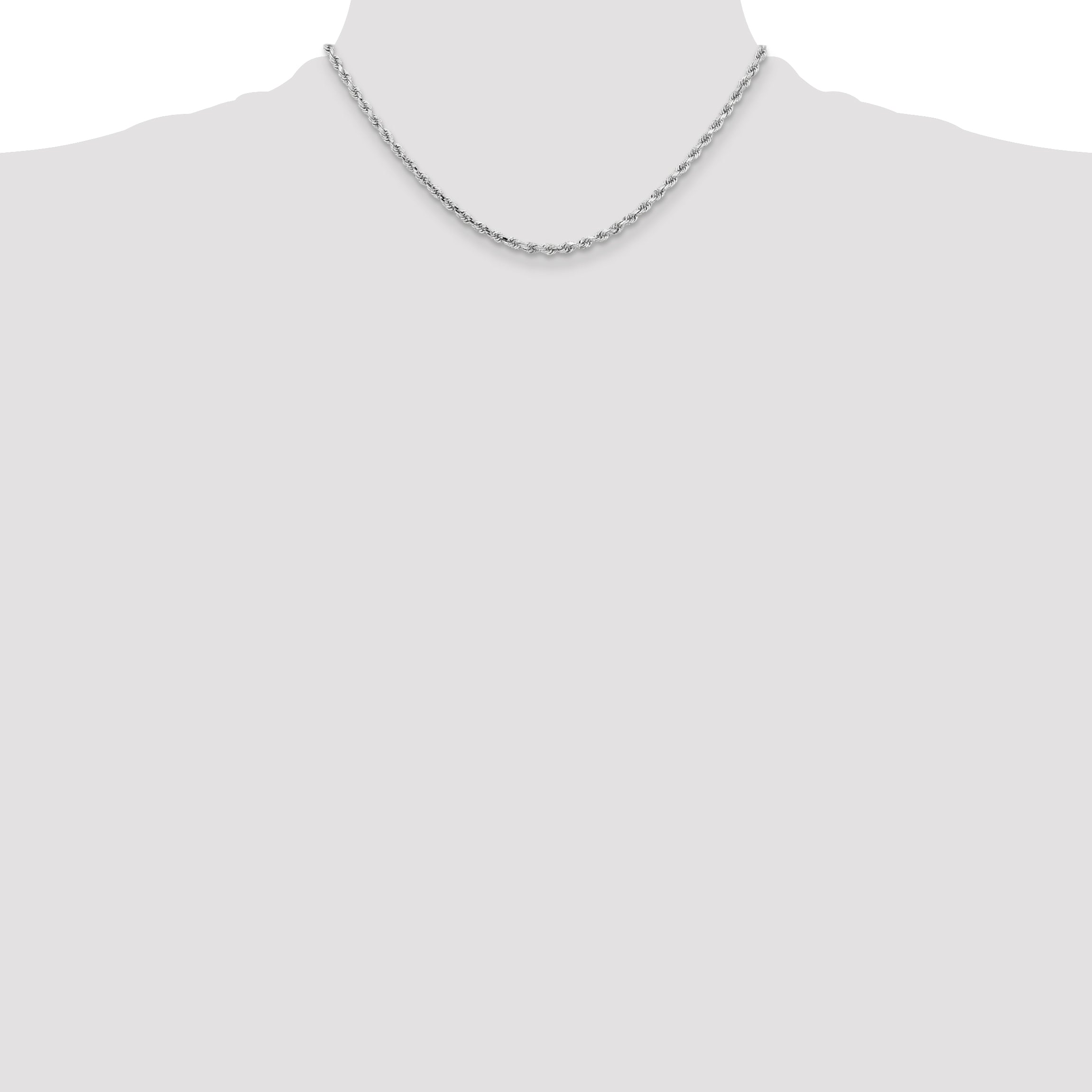 10k White Gold 3.25mm Diamond-cut Rope Chain