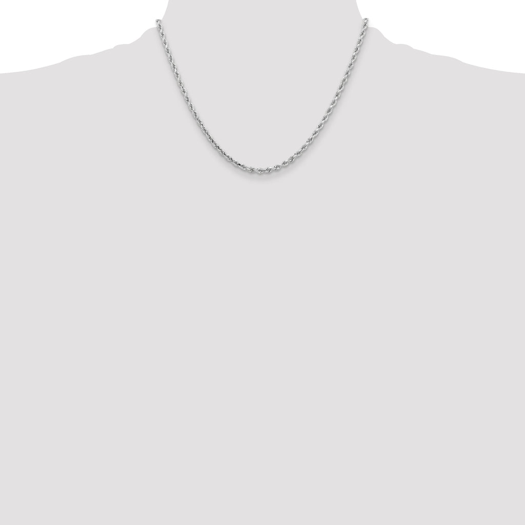 10k White Gold 3.25mm Diamond-cut Rope Chain