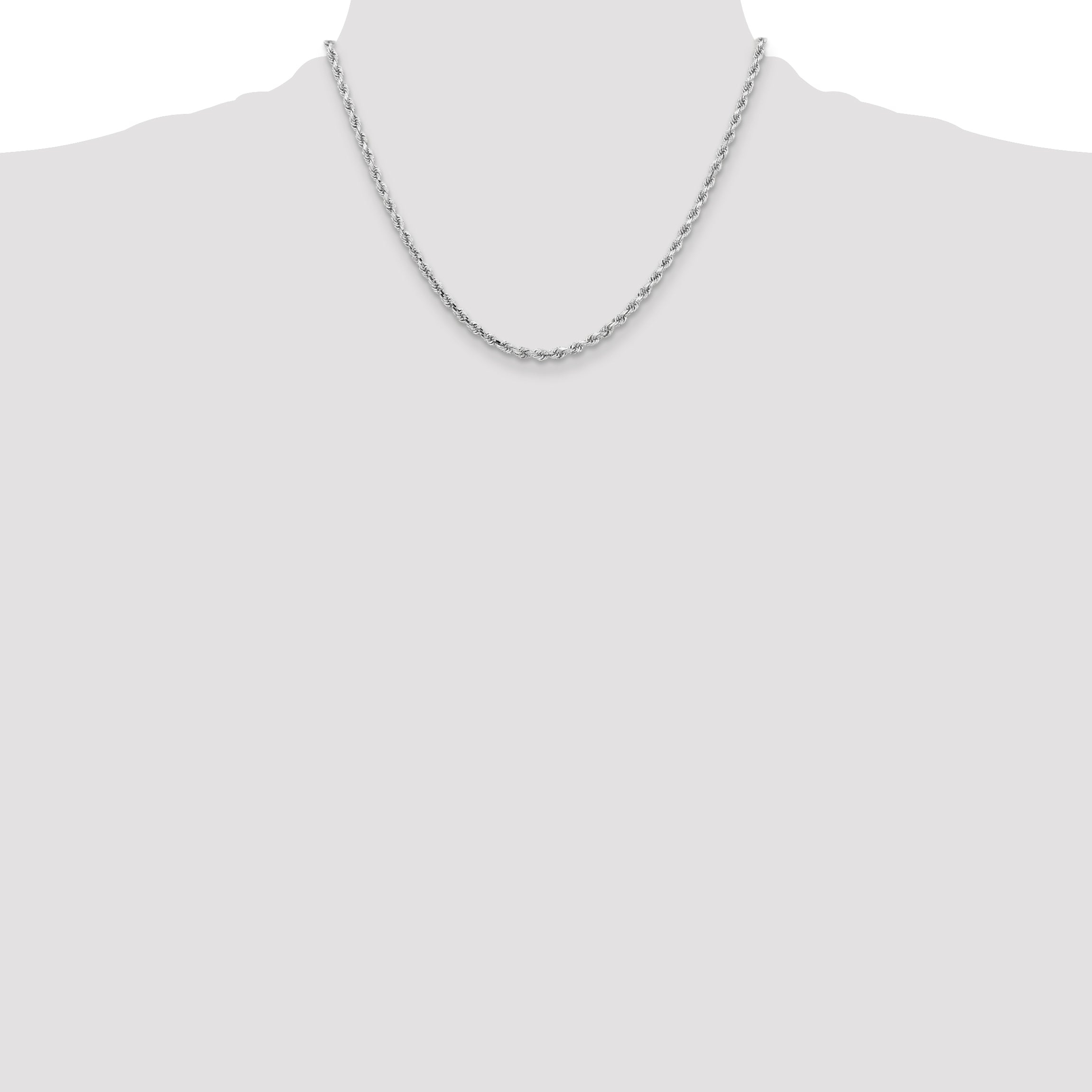 10k White Gold 3.25mm Diamond-cut Rope Chain