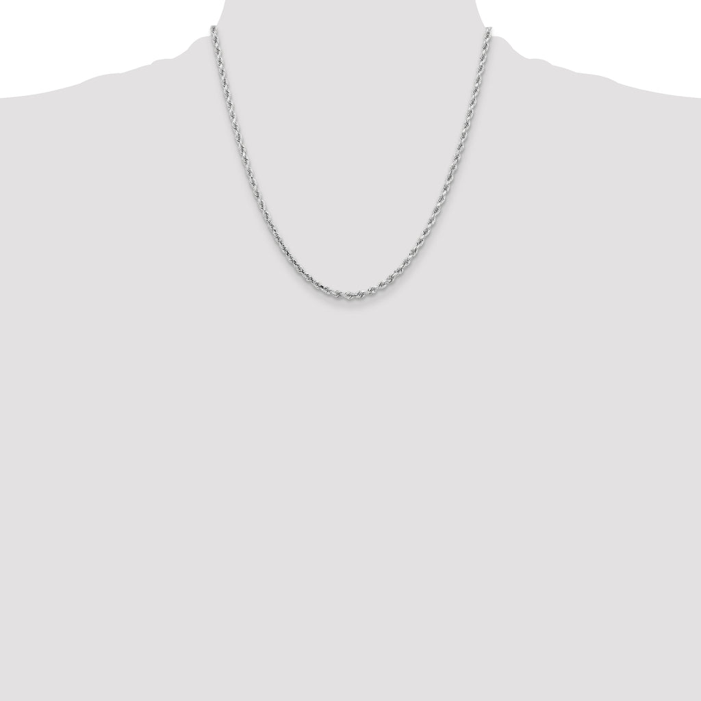 10k White Gold 3.25mm Diamond-cut Rope Chain