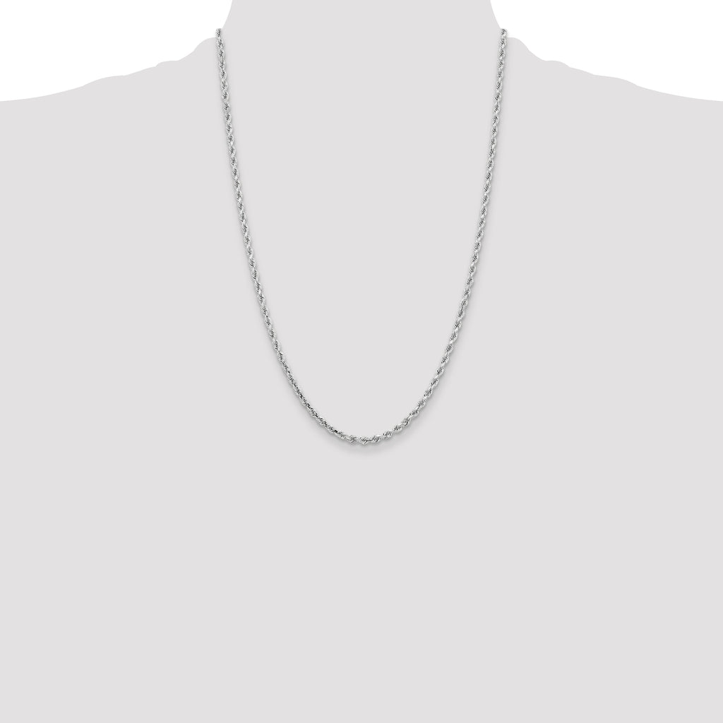 10k White Gold 3.25mm Diamond-cut Rope Chain