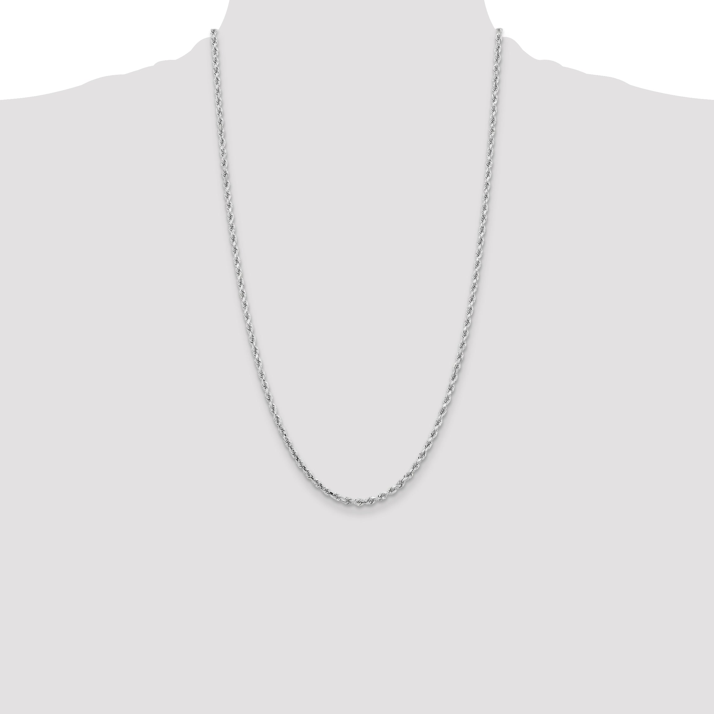10k White Gold 3.25mm Diamond-cut Rope Chain