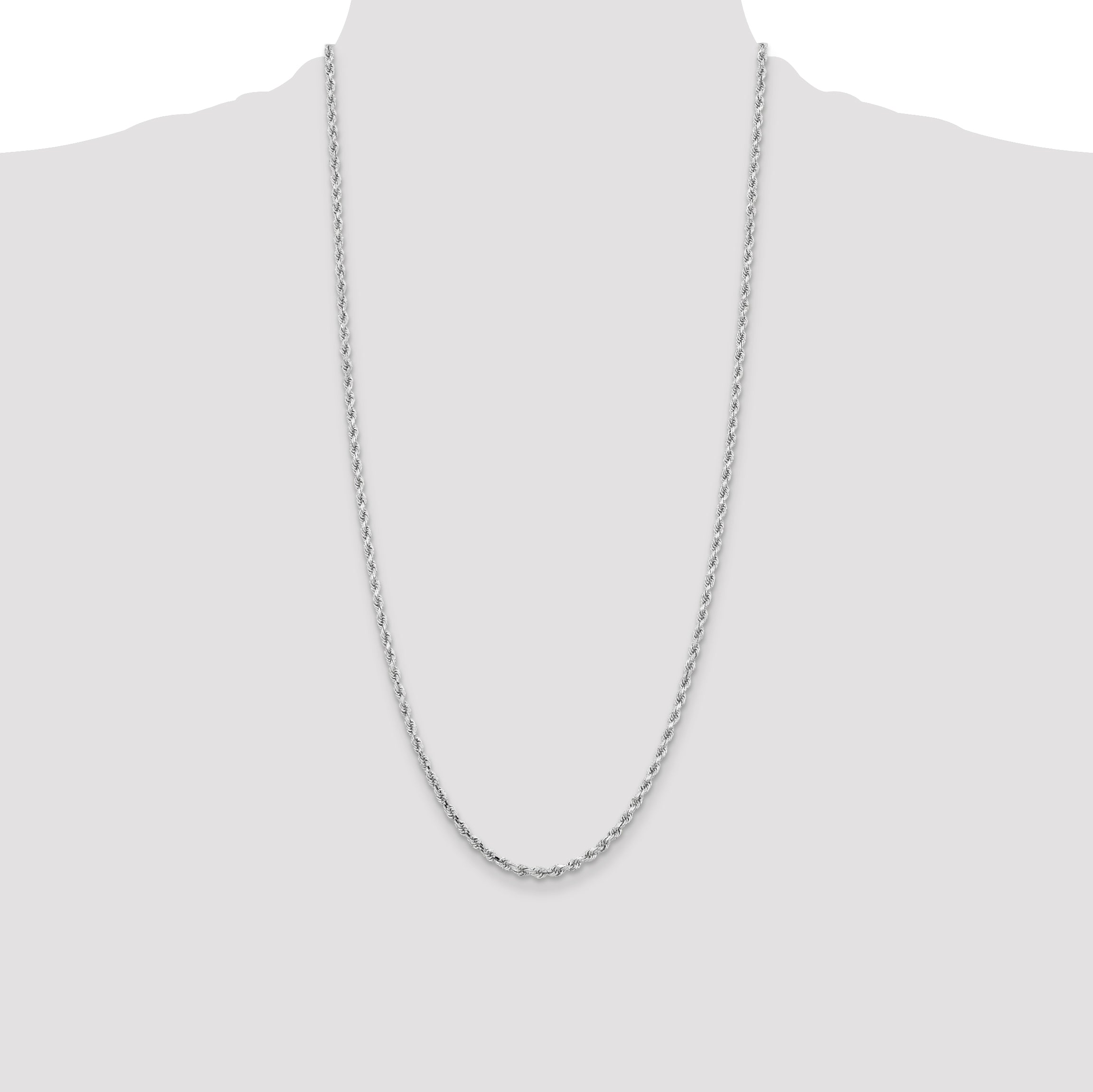 10k White Gold 3.25mm Diamond-cut Rope Chain