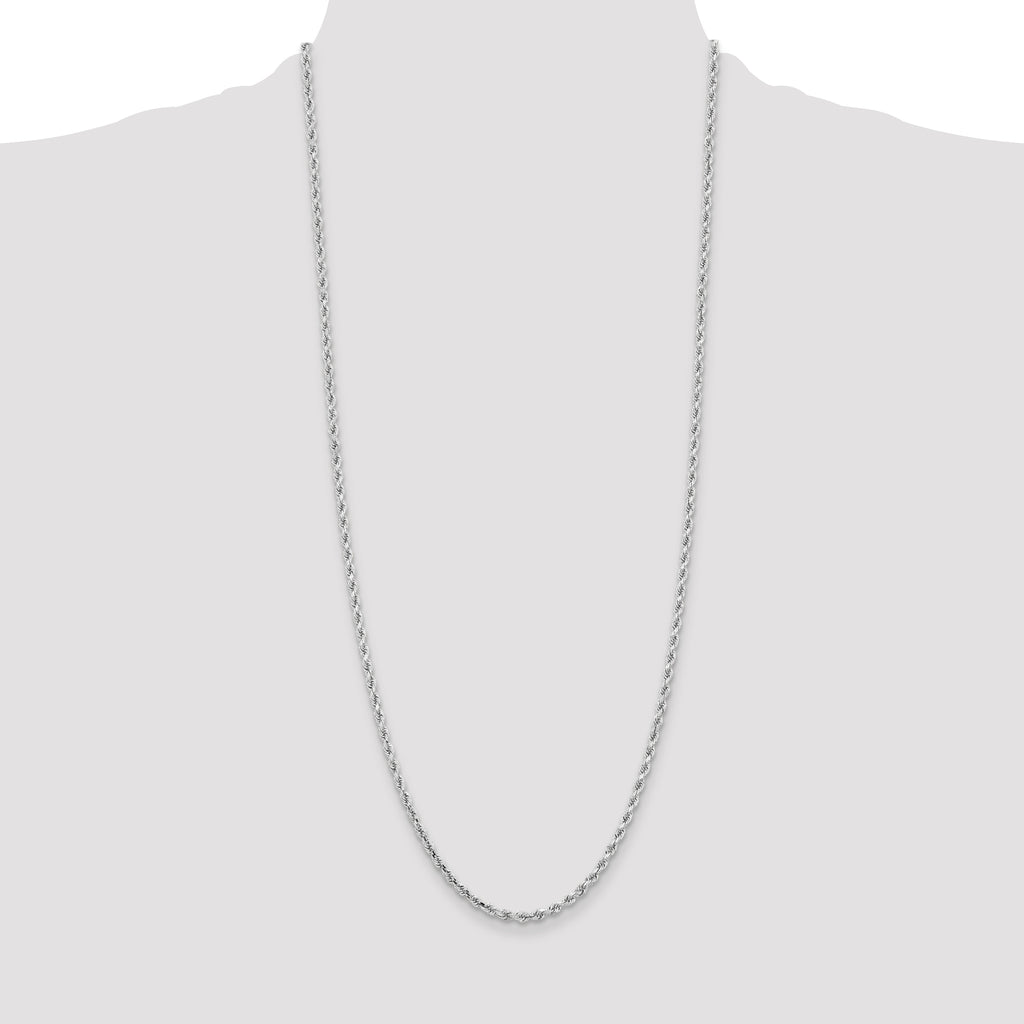 10K White Gold 3.25mm Rope Chain Necklace - view 4