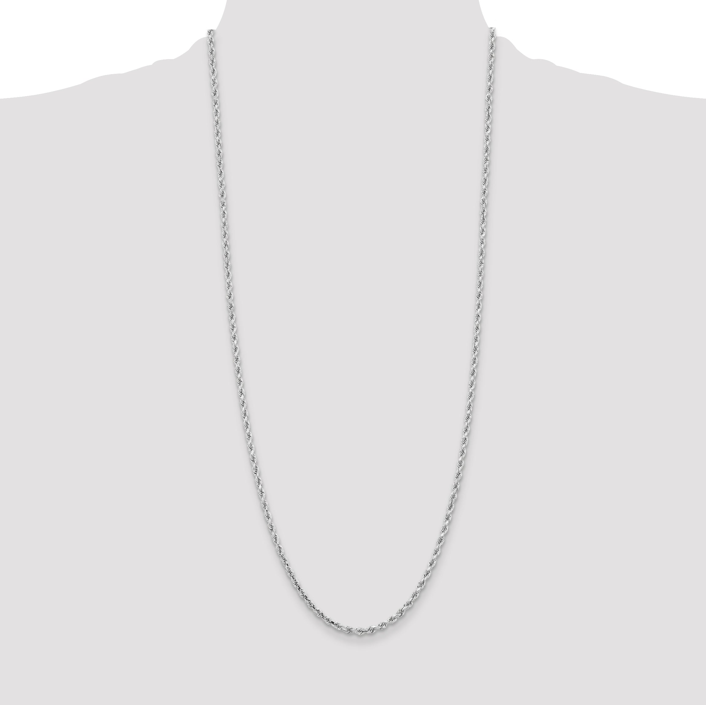 10K White Gold 3.25mm Rope Chain Necklace - view 4