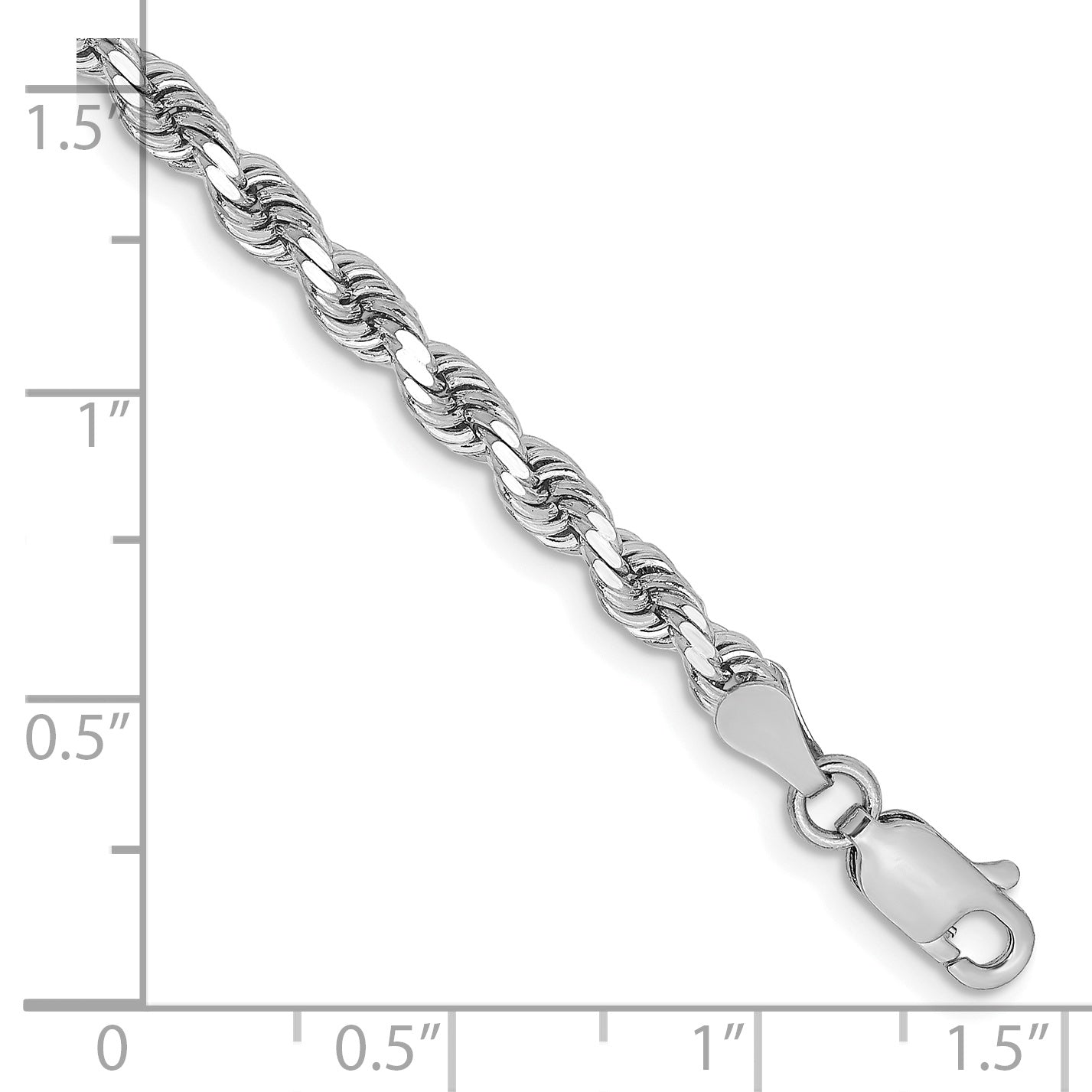 10k White Gold 3.25mm Diamond-cut Rope Chain