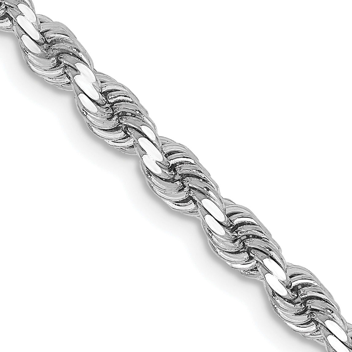 10K White Gold 3.25mm Rope Chain Necklace Main image
