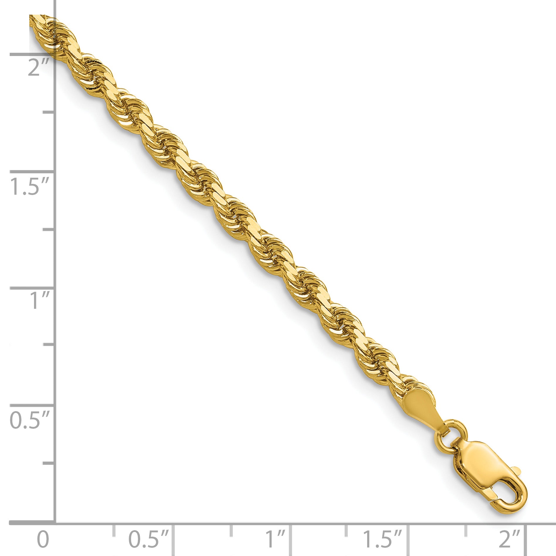 14K 30 inch 3.5mm Diamond-cut Rope with Lobster Clasp Chain