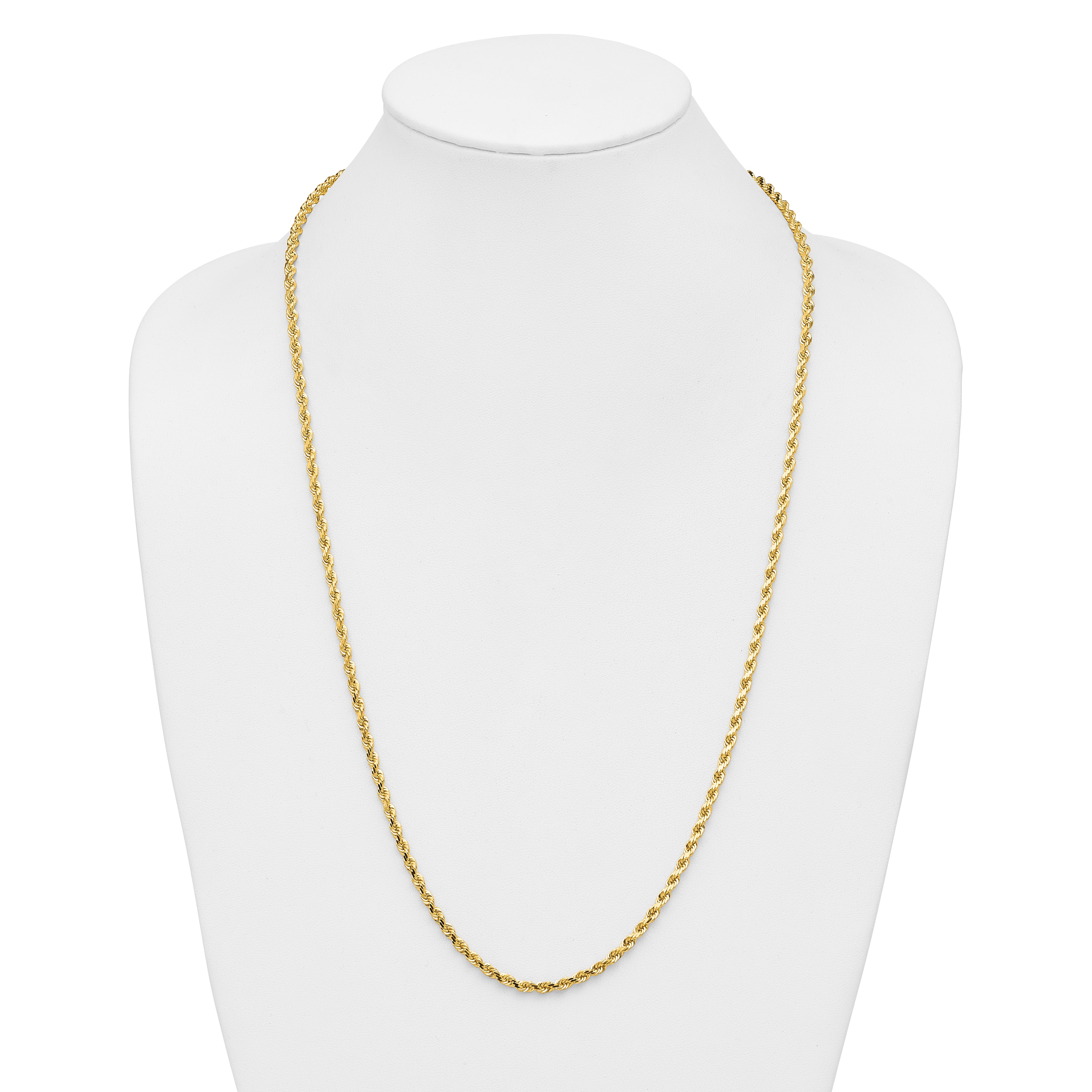 14K 28 inch 3.5mm Diamond-cut Rope with Lobster Clasp Chain