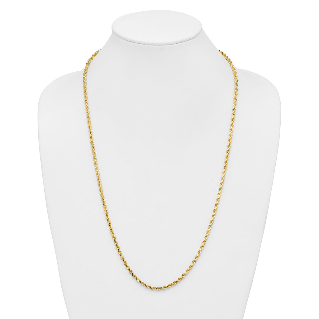 14K 28 inch 3.5mm Diamond-cut Rope with Lobster Clasp Chain