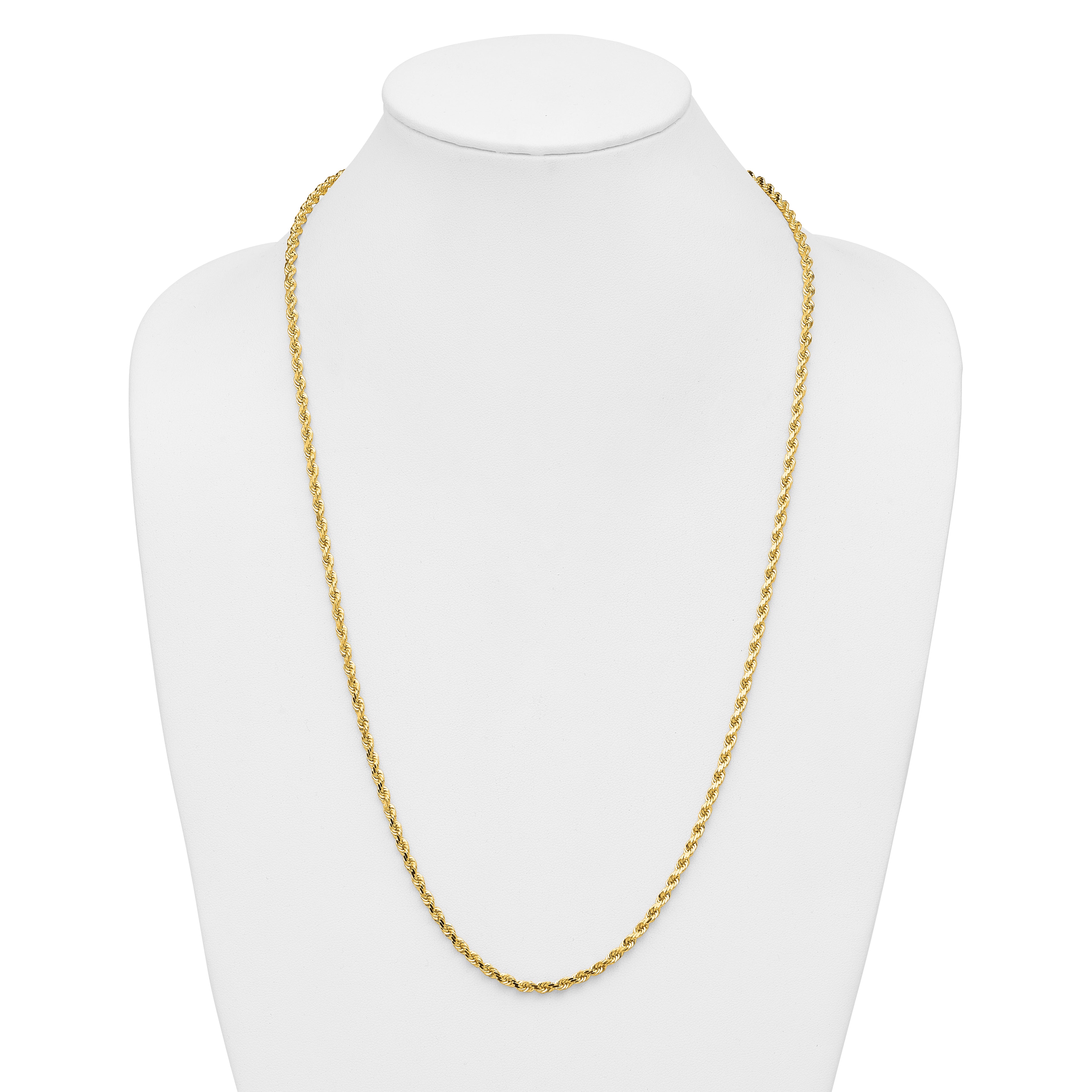 14K 28 inch 3.5mm Diamond-cut Rope with Lobster Clasp Chain
