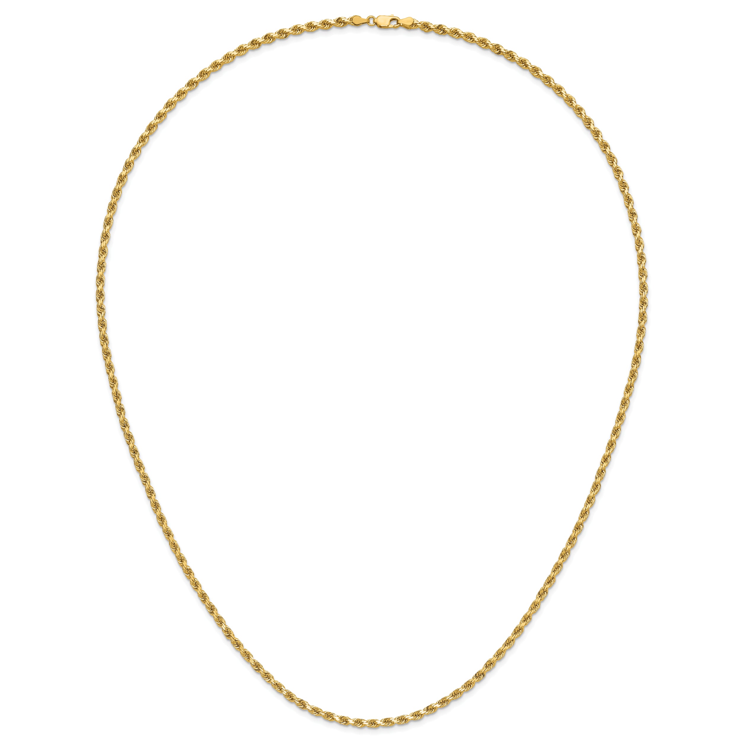 14K 28 inch 3.5mm Diamond-cut Rope with Lobster Clasp Chain