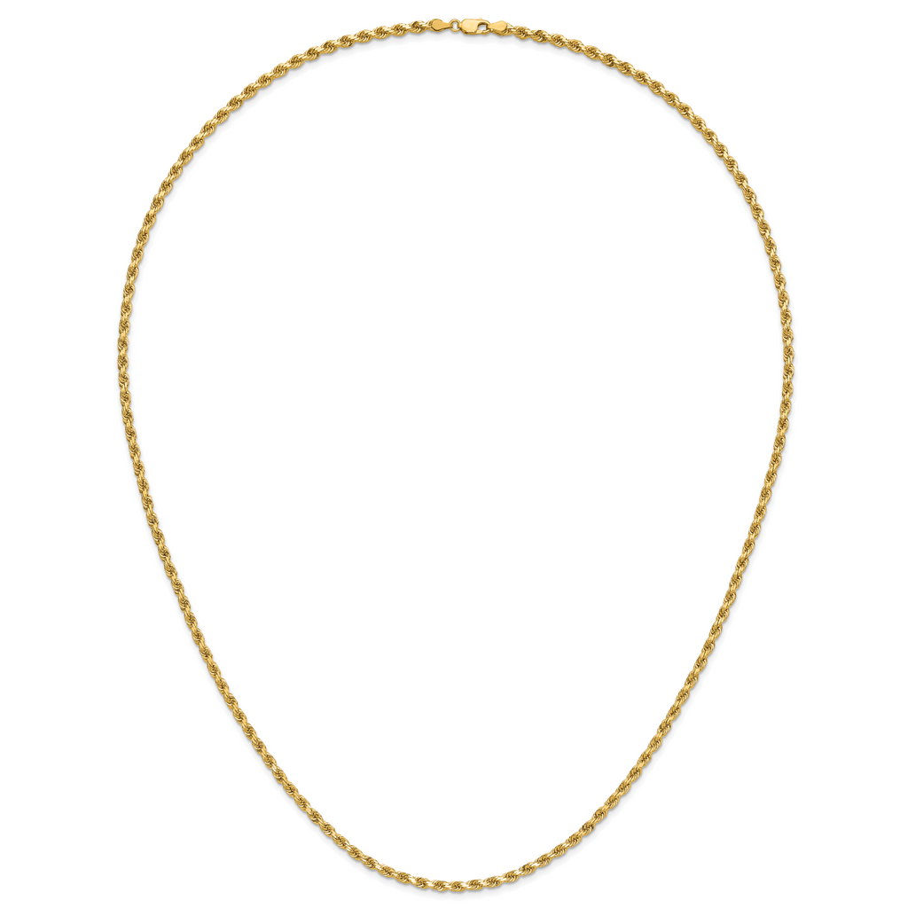 14K 28 inch 3.5mm Diamond-cut Rope with Lobster Clasp Chain