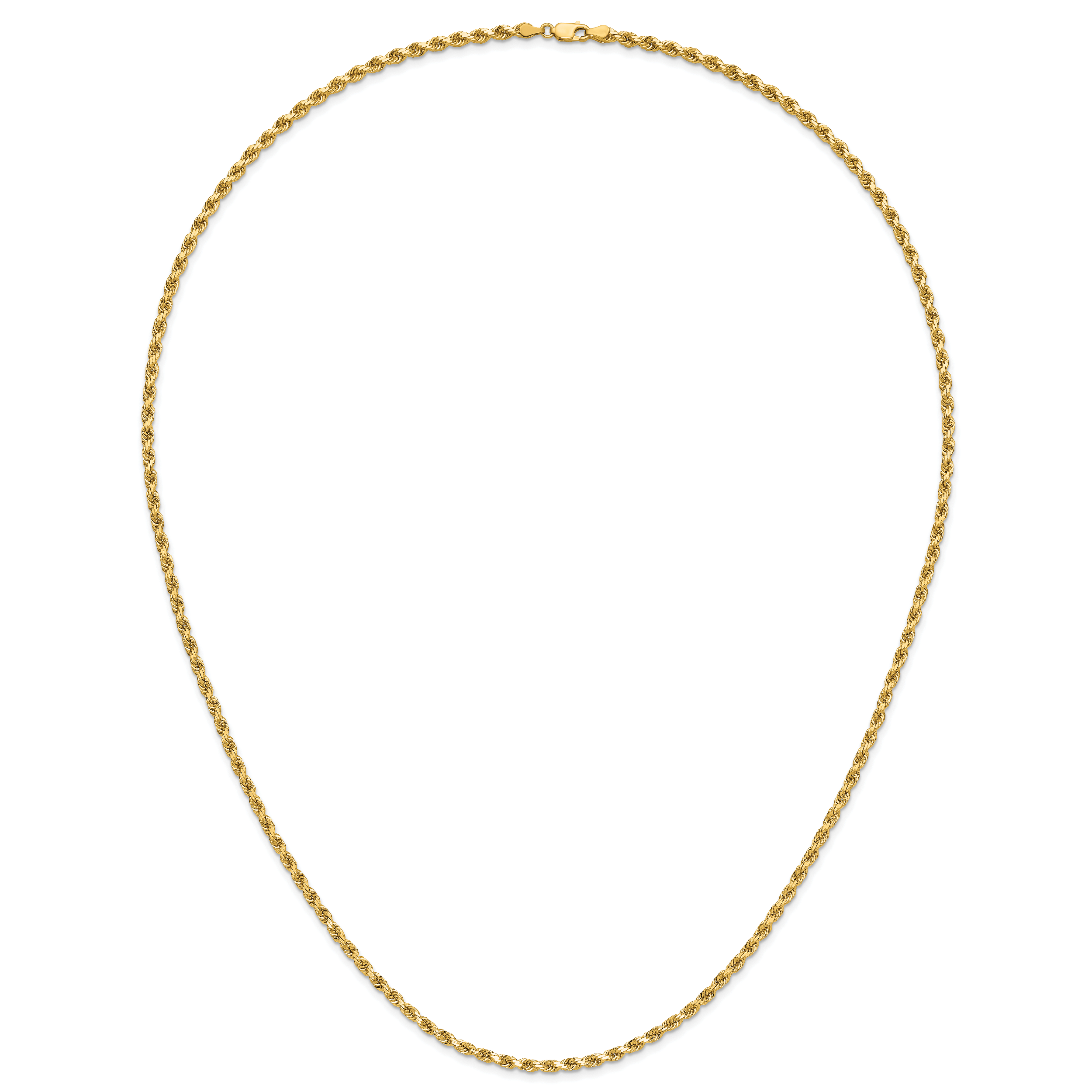 14K 28 inch 3.5mm Diamond-cut Rope with Lobster Clasp Chain